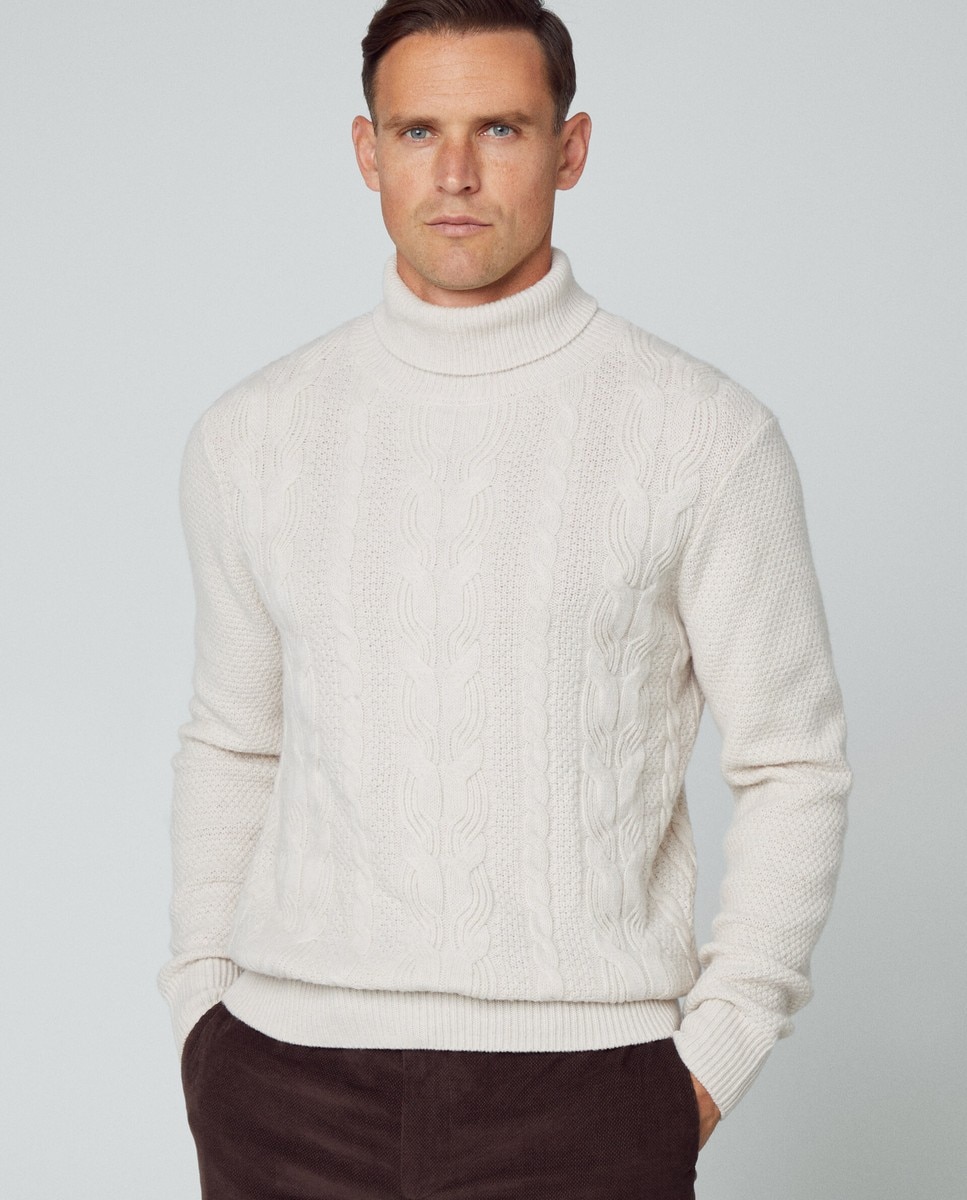 Jersey de hombre en color blanco con cuello alto Hackett El