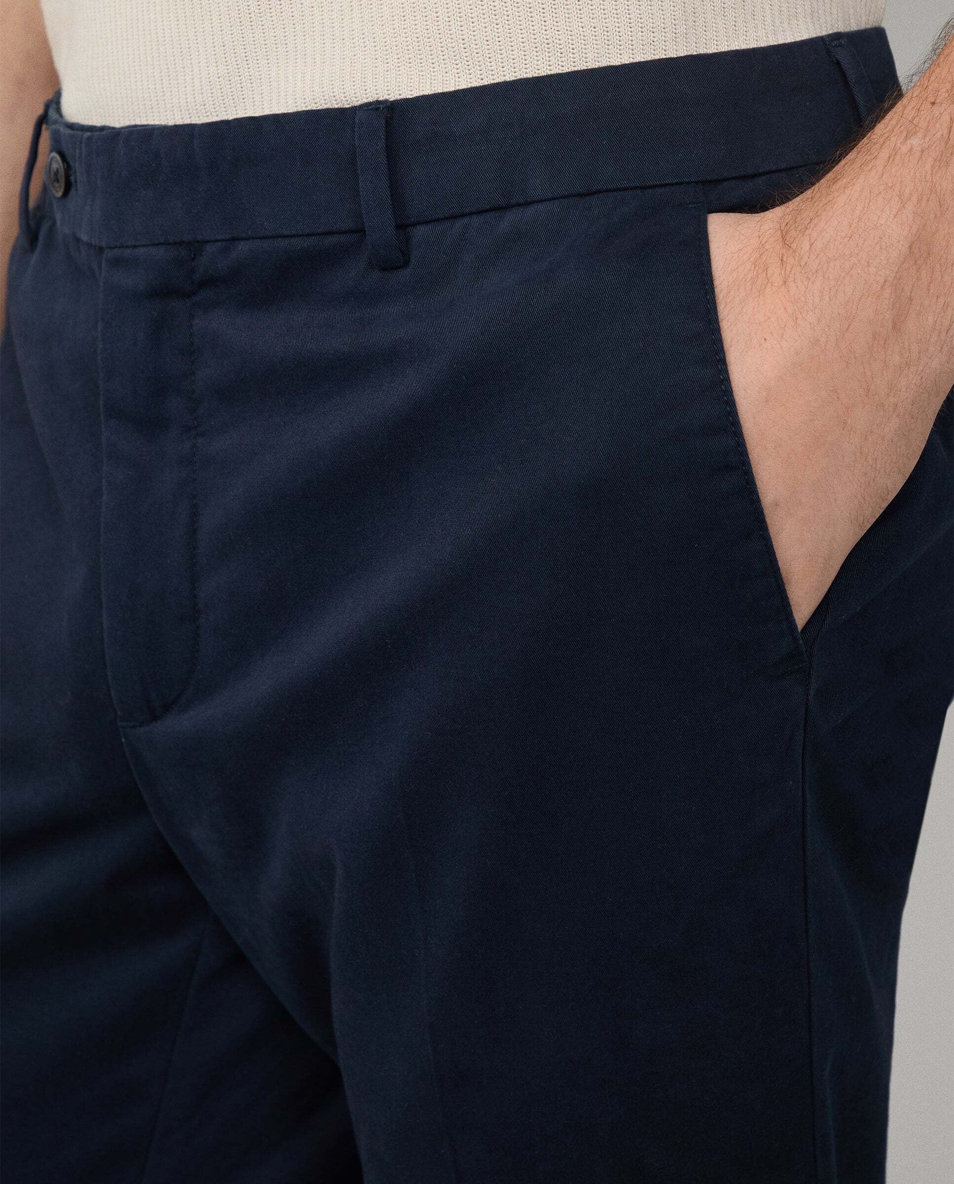 Chino de hombre slim fit en tejido de sarga - Hackett - Azul Azul-4