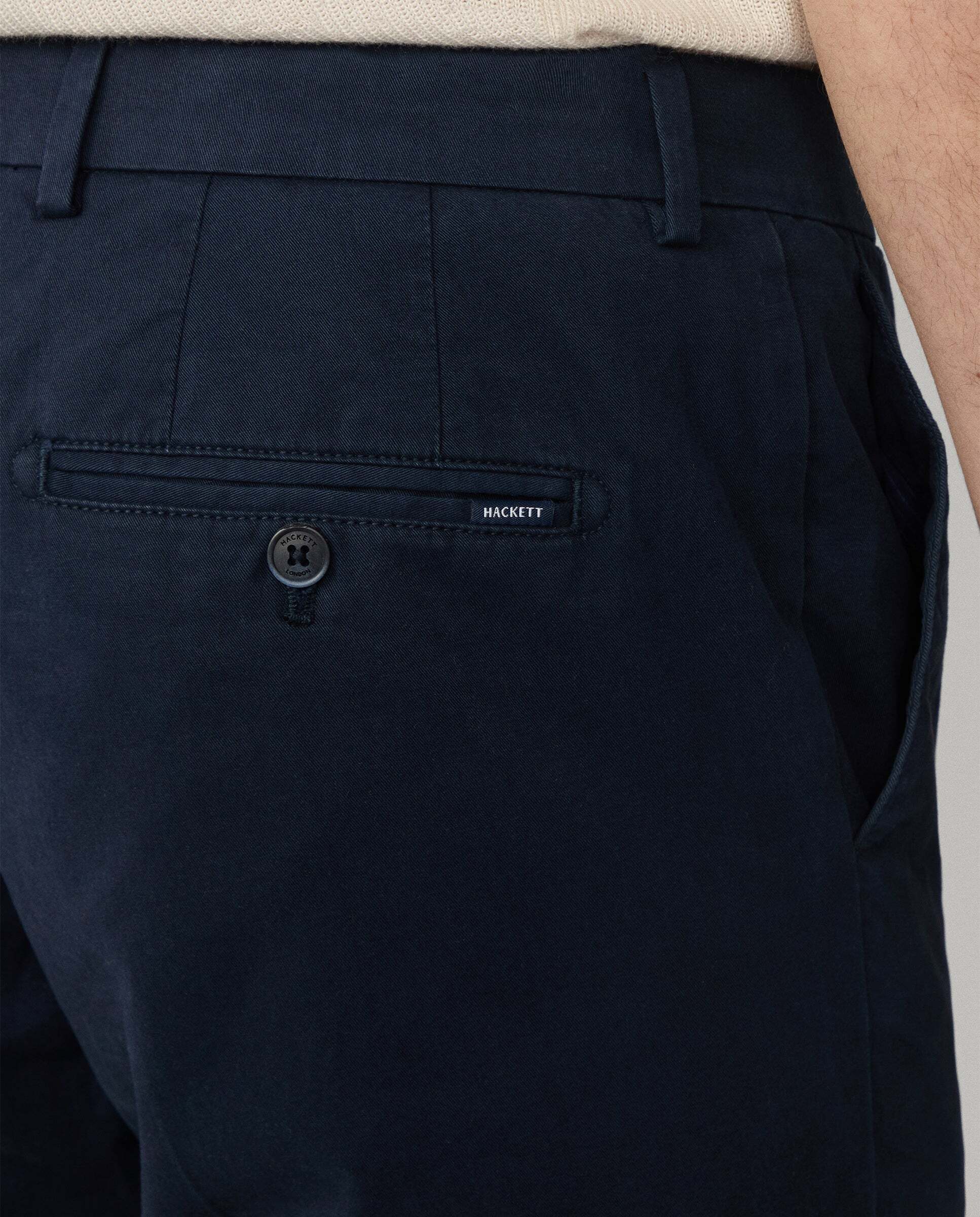 Chino de hombre slim fit en tejido de sarga - Hackett - Azul Azul-5