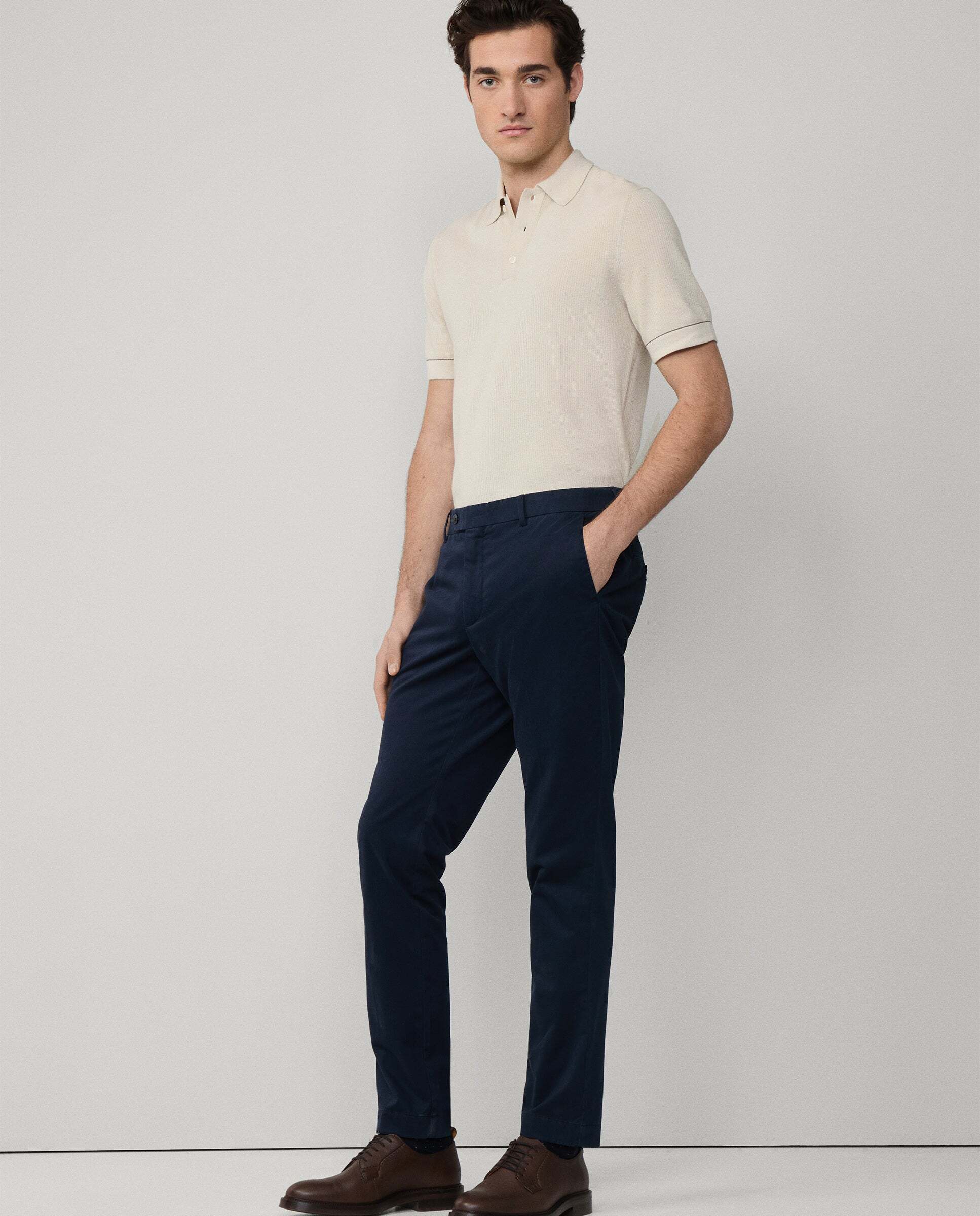 Chino de hombre slim fit en tejido de sarga - Hackett - Azul Azul-6