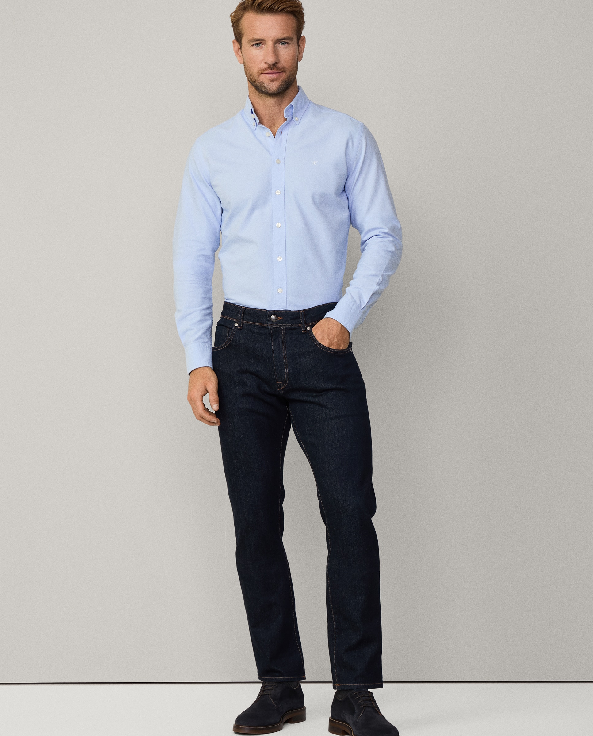 Hackett - Vaquero de hombre slim fit con lavado rinse.