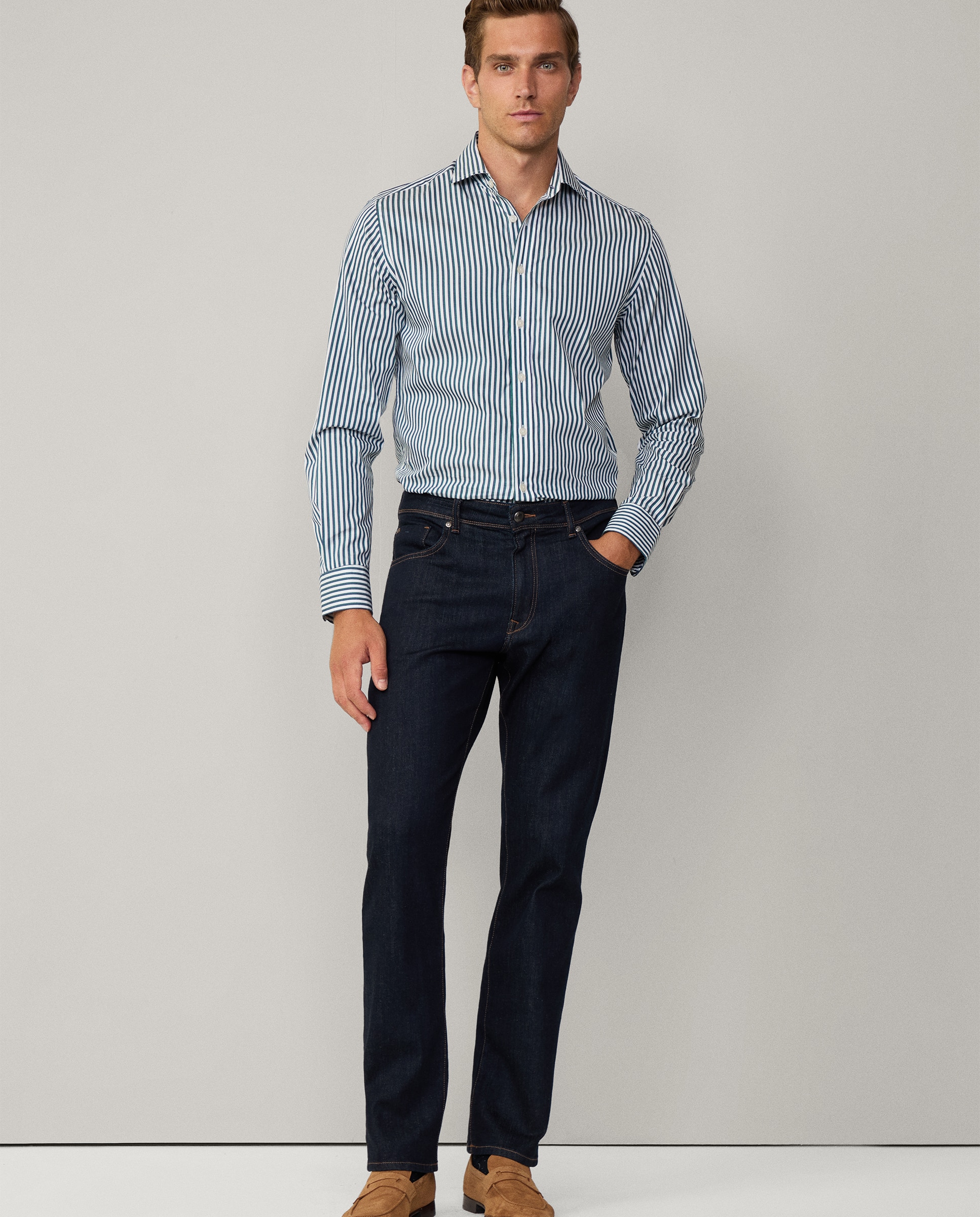 Hackett - Vaquero de hombre lavado rinse fit clásico.
