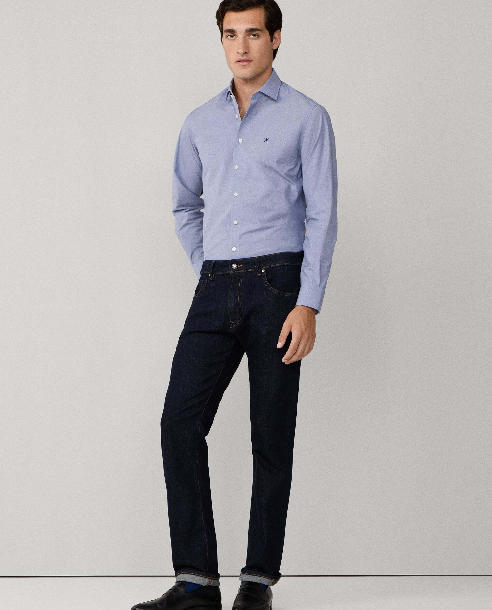 Imagen 6 de Vaquero de hombre lavado rinse fit clásico - Hackett - Azul Azul