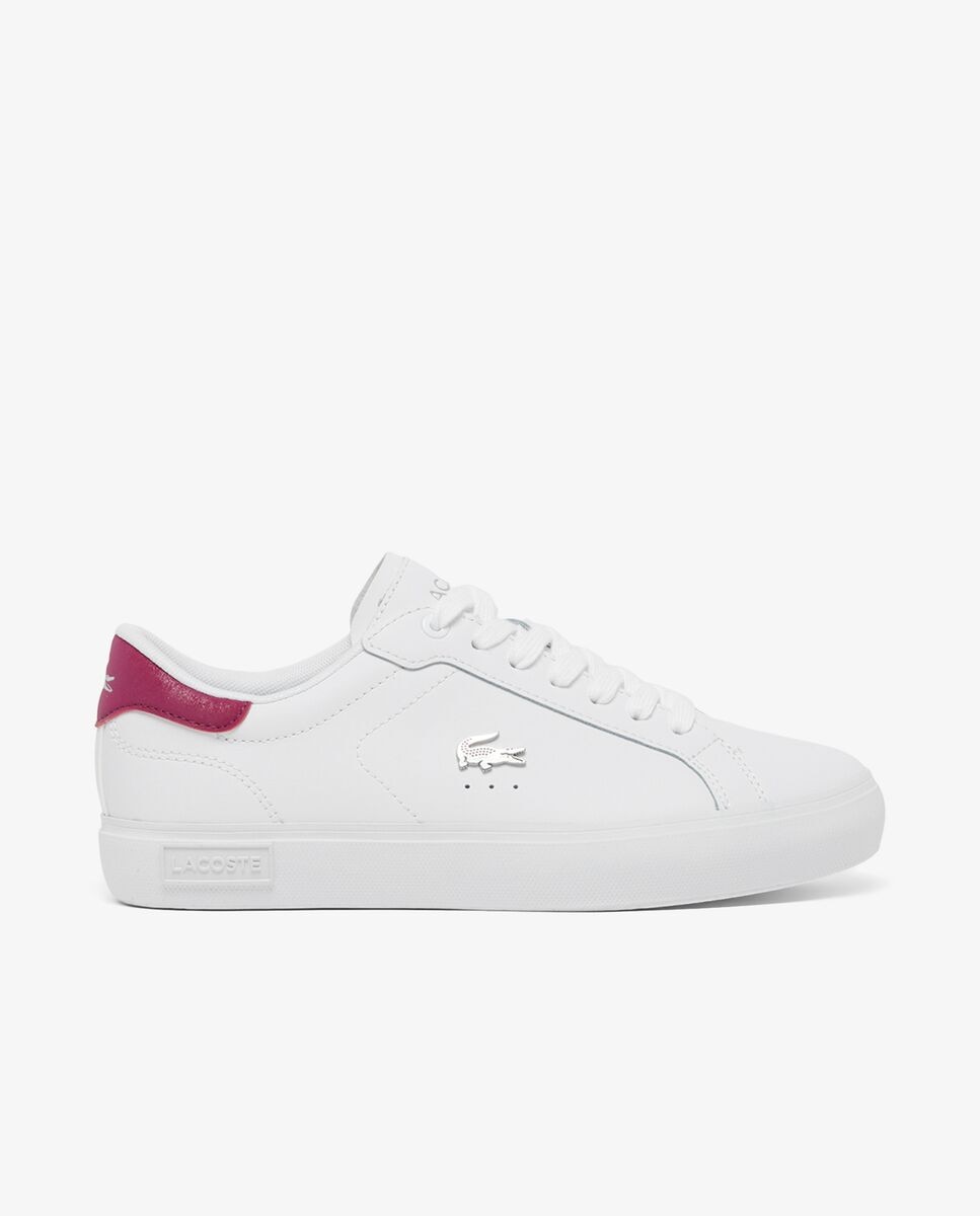 Lacoste - Zapatillas Powercourt de piel de mujer en blanco.
