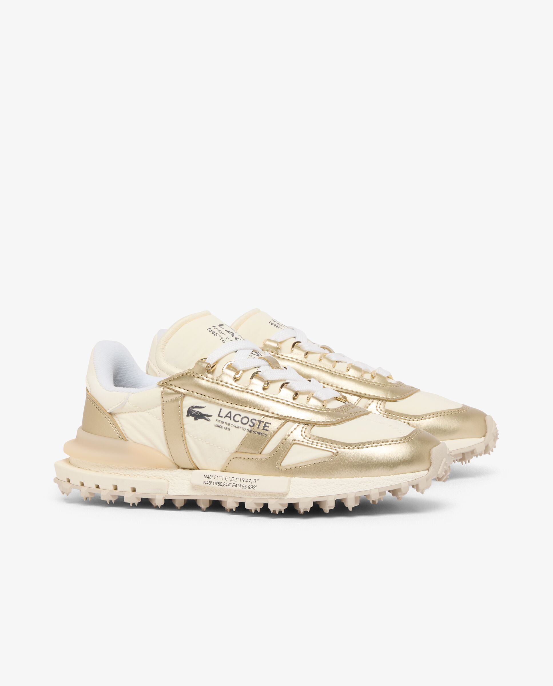 Imagen 3 de Zapatillas Activas de Élite para Mujeres Color Oro Líquido - Lacoste - Blanco Blanco