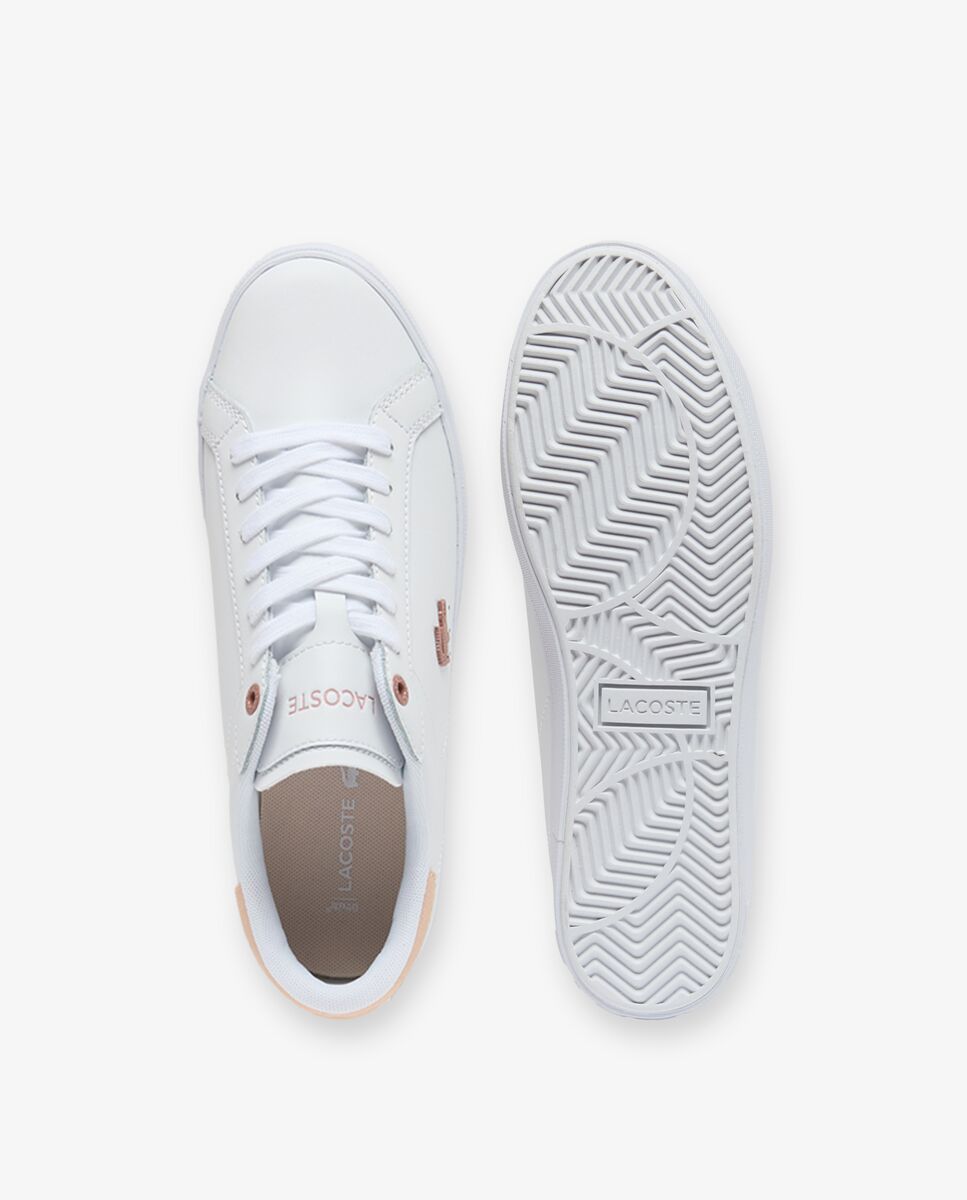 Lacoste - Zapatillas Powercourt de piel de mujer en blanco.