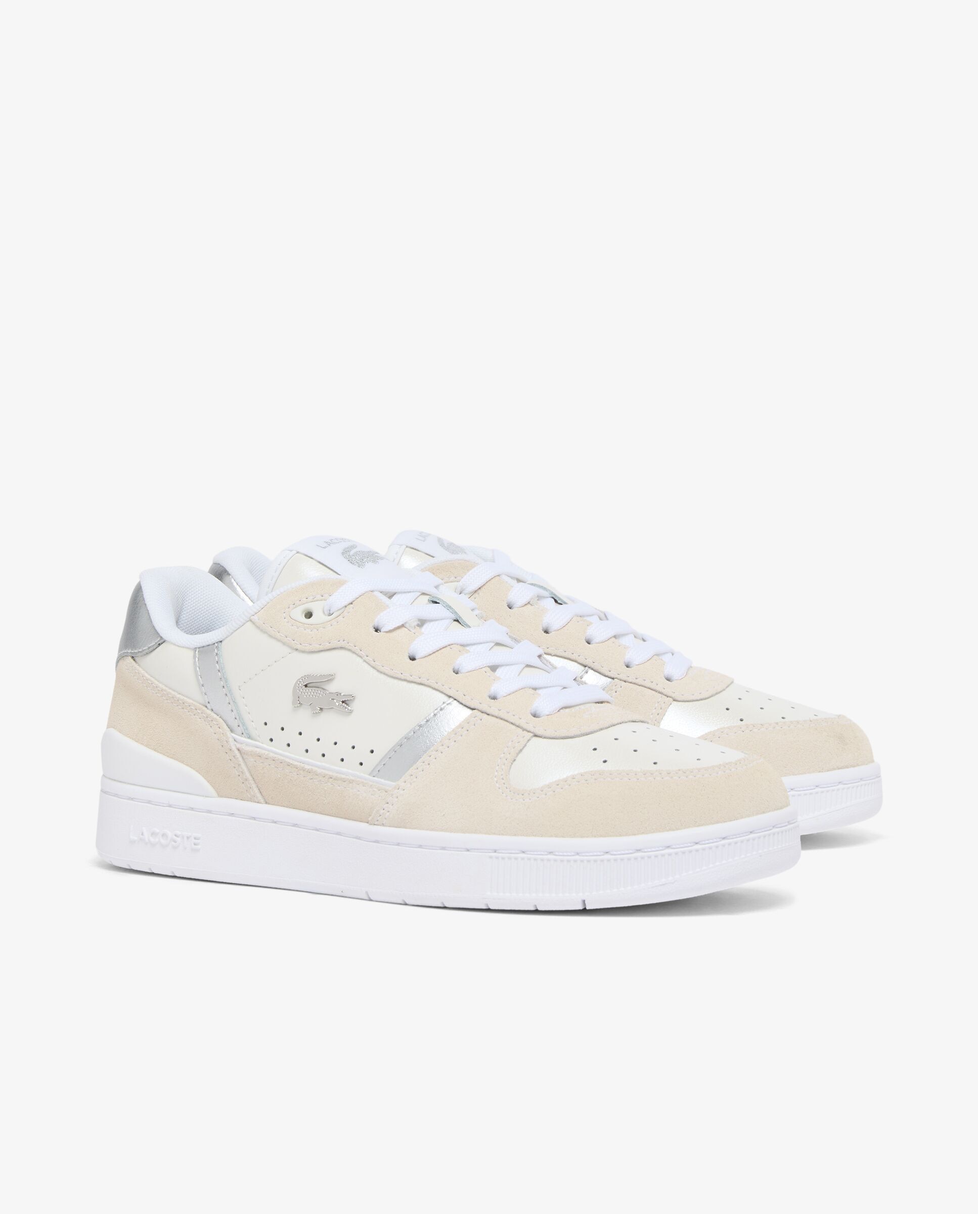 Zapatillas t-clip set de piel de mujer en - Lacoste - Blanco Blanco-3
