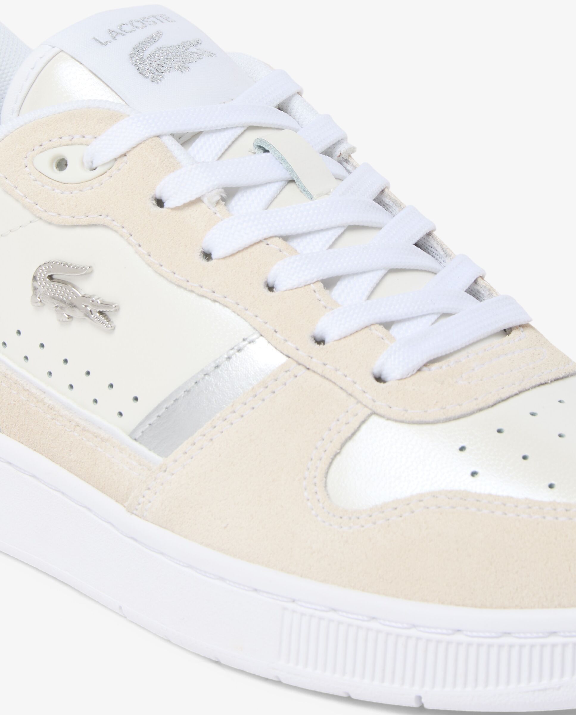 Zapatillas t-clip set de piel de mujer en - Lacoste - Blanco Blanco-4
