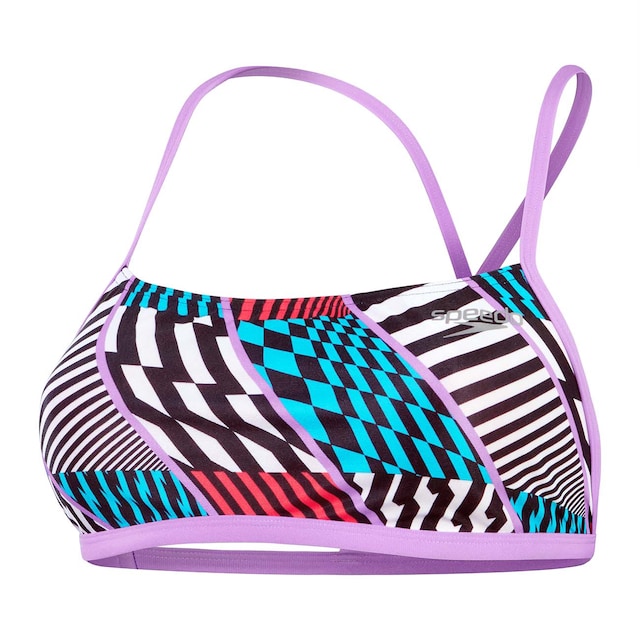 Imagen 0 de Bañador de natación de mujer Allover Digital Cross Back Crop Top Speedo