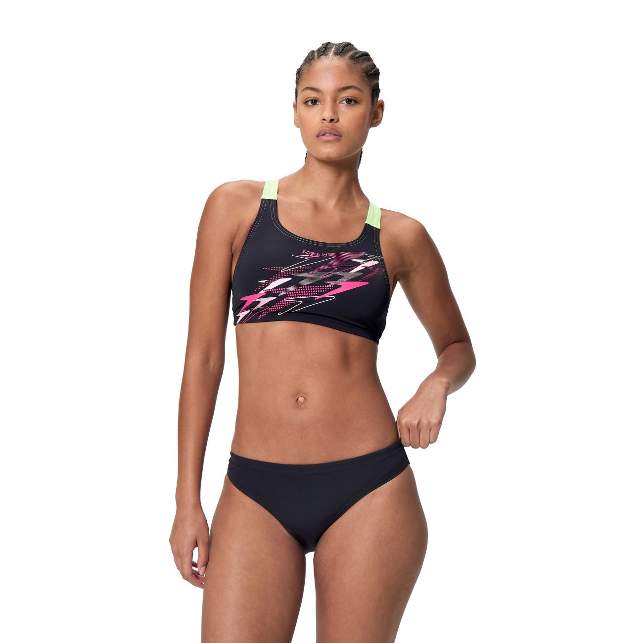 Bikini de natación para mujer Medley Logo V-Back Two Piece Speedo - Gris oscuro Gris oscuro-1