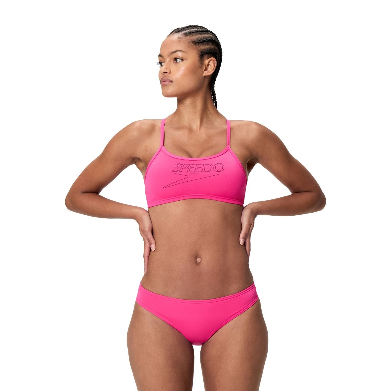 Bikini de natación para mujer Endurance+ Logo Thin Strap Two Piece Speedo - Rosa Rosa-1