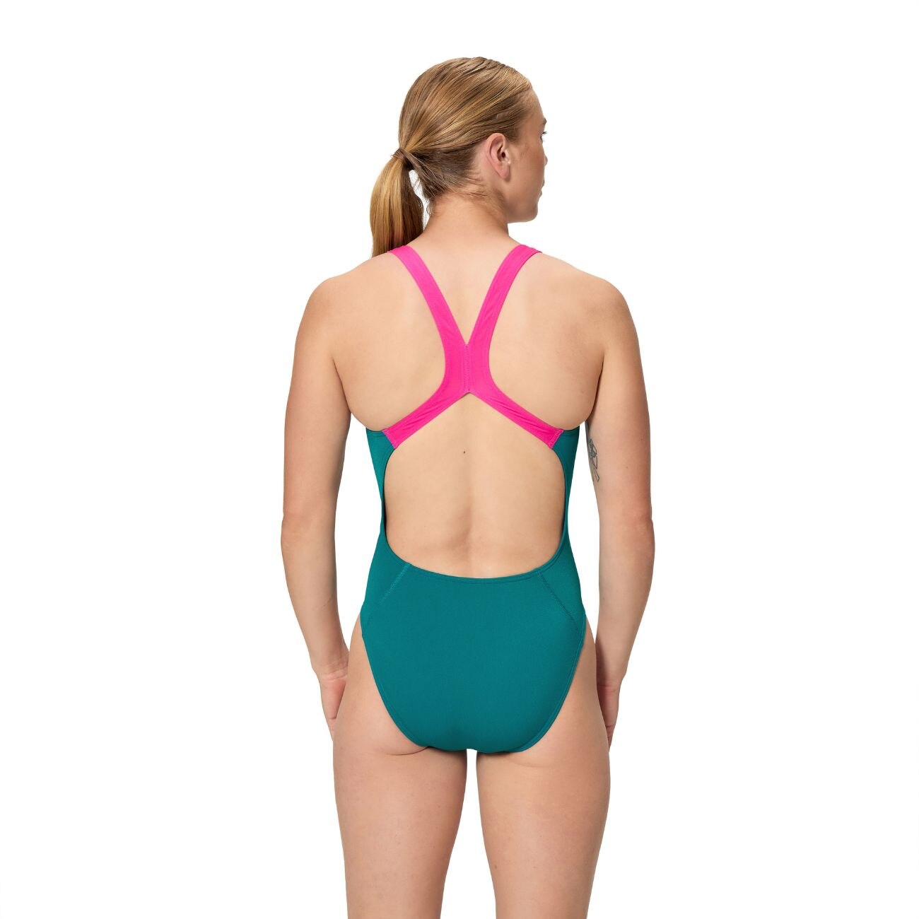Bañador de natación para mujer Female Solid Powerback Speedo - Verde Verde-3