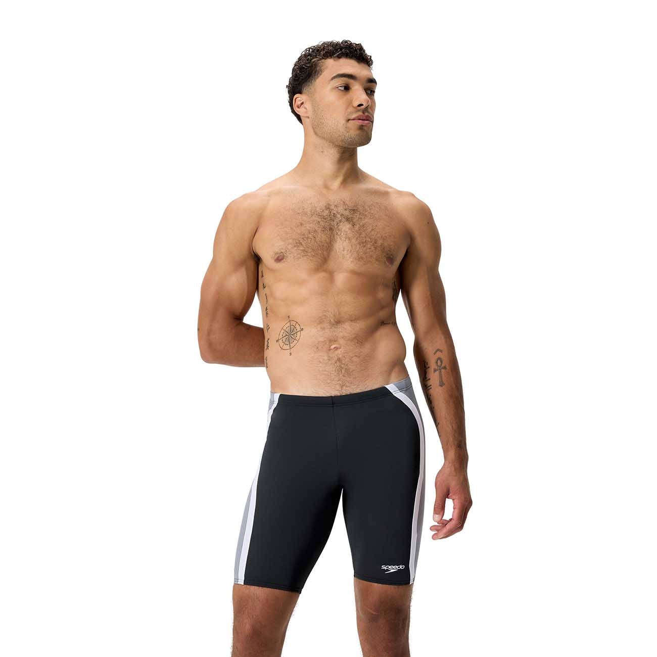 Bañador de natación para hombre Solid Splice Jammer Speedo - Negro / Gris Negro / Gris-1