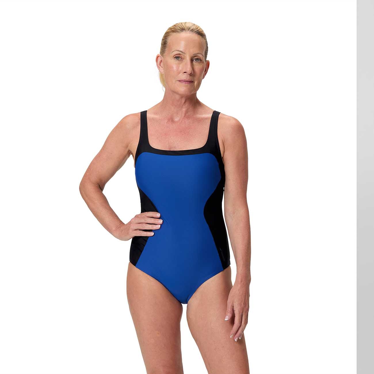 Speedo Bañador de natación para mujer Colorblock Contour One Piece Azul marino