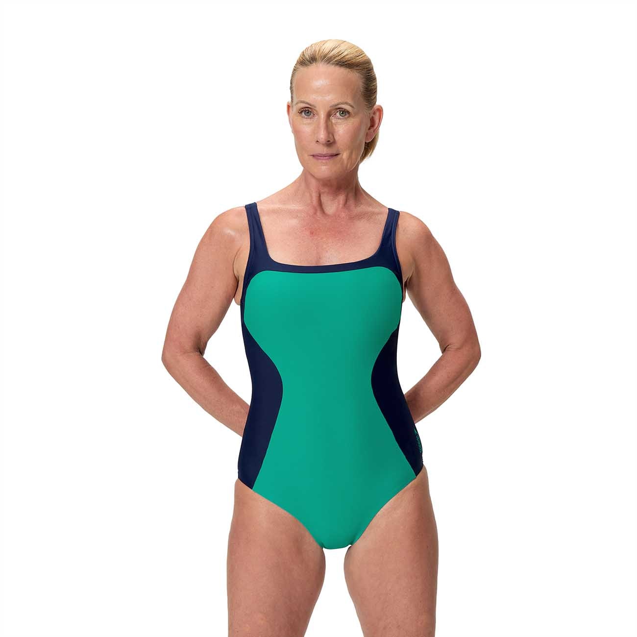 Speedo Bañador de natación para mujer Colorblock Contour One Piece Azul marino