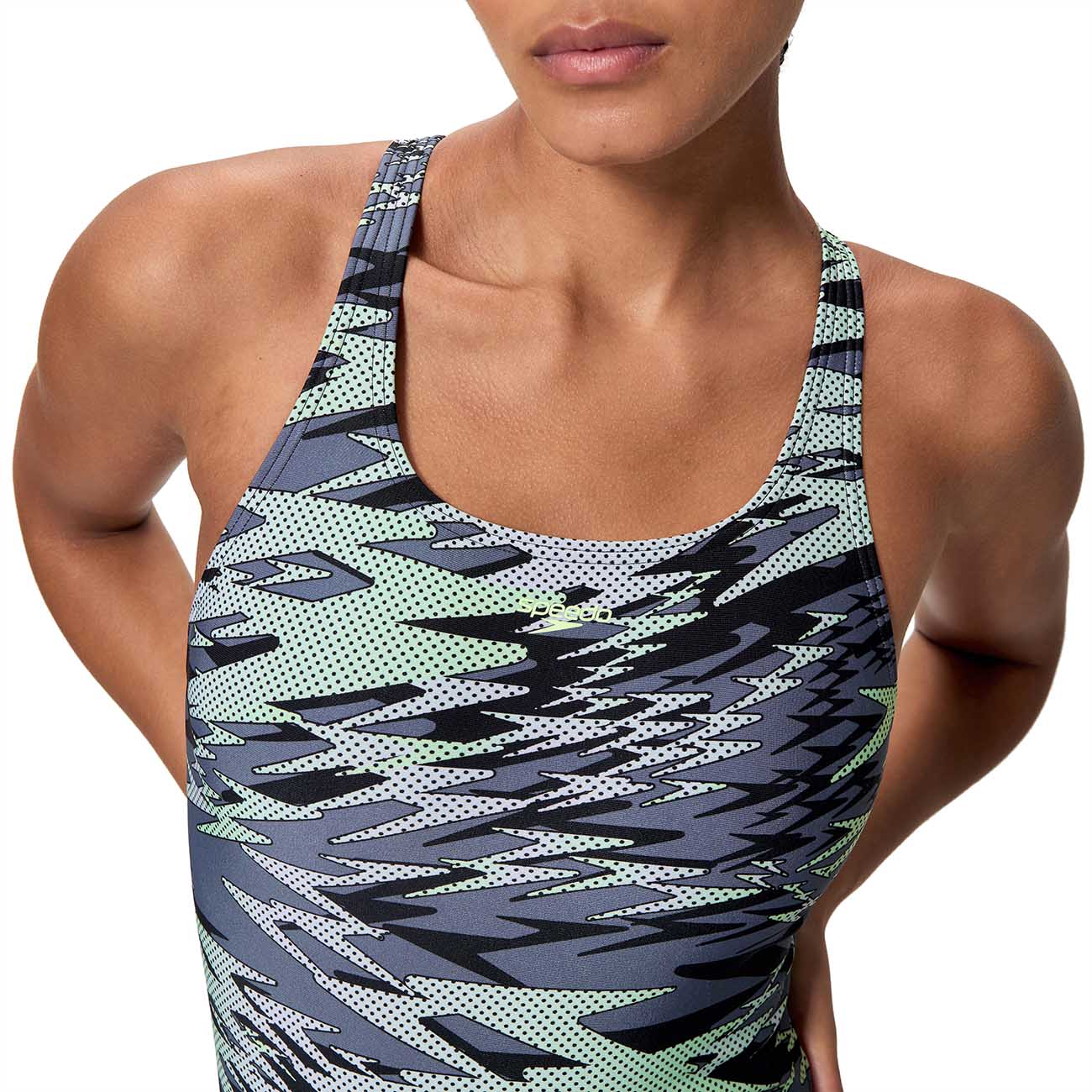 Bañador de natación para mujer Hyperboom Print Medalist One Piece Speedo - Gris Gris-2