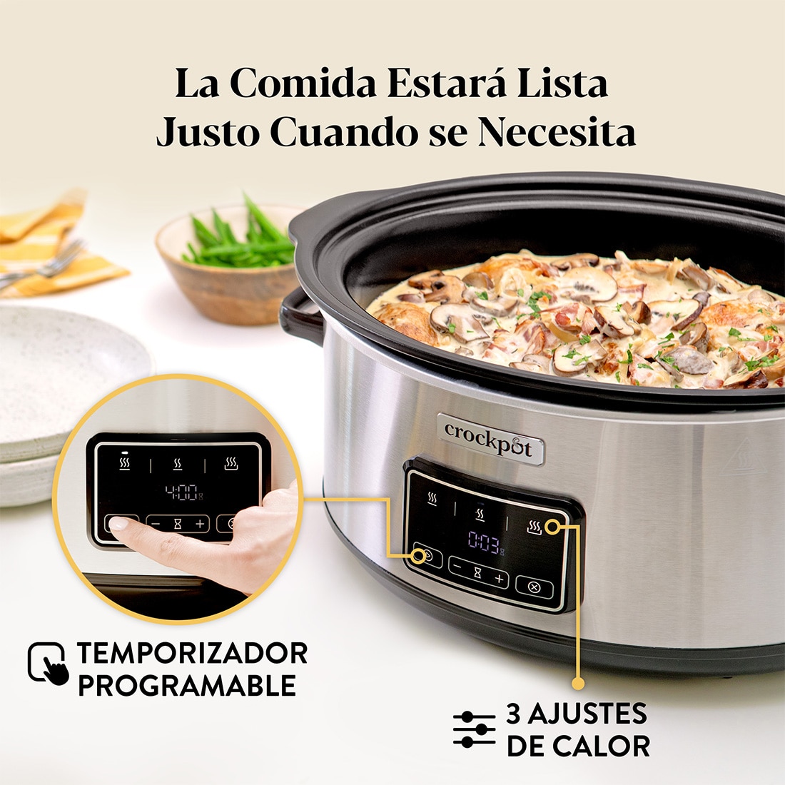 Olla eléctrica de cocción lenta CrockPot Sizzle & Stew y 3.5 L - Gris Gris-5