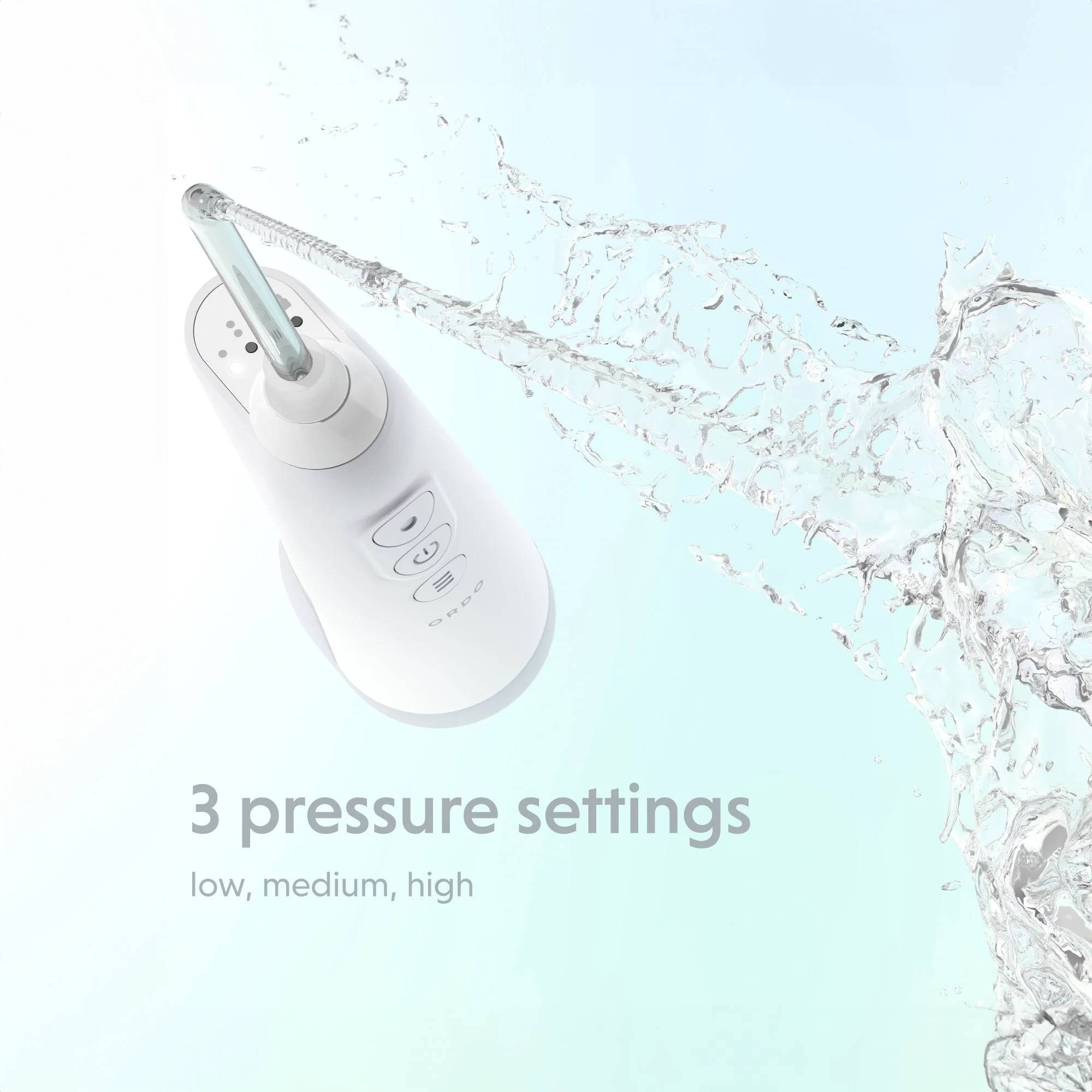 Imagen 3 de Irrigador Dental portátil ORDO Hydro Sonic, Inalámbrico Recargable USB, 3 Niveles de Presión - Blanco Blanco