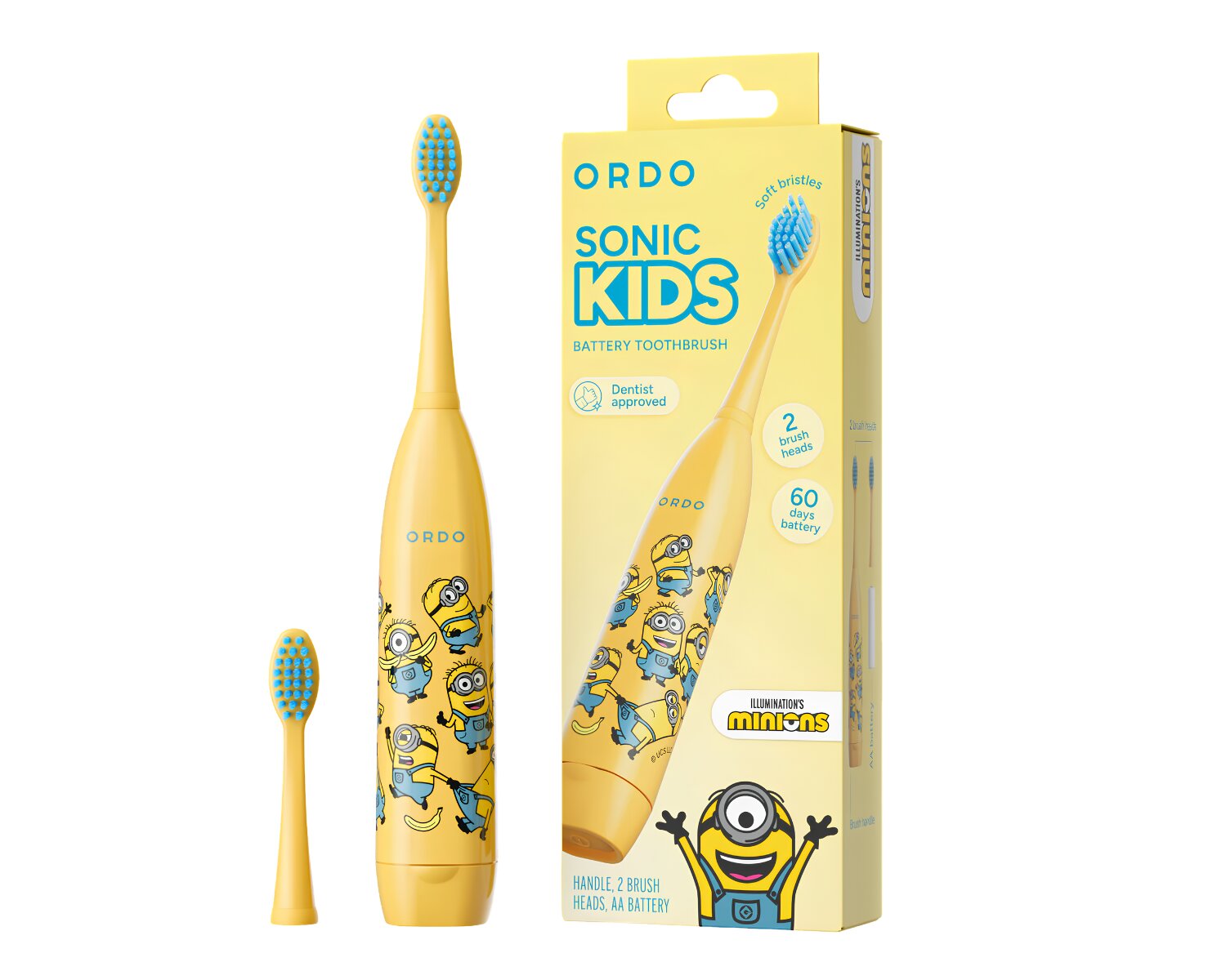 Imagen 0 de Cepillo de dientes eléctrico Ordo Minions Sonic Kids Amarillo Sónico y hasta 60 días de autonomía Amarillo