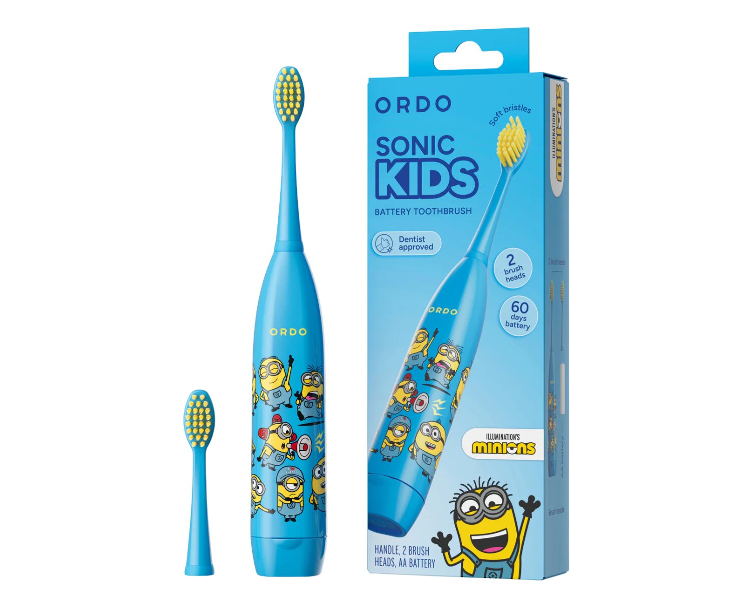 Imagen 0 de Cepillo de dientes eléctrico Ordo Minions Sonic Kids Azul Sónico y hasta 60 días de autonomía Azul