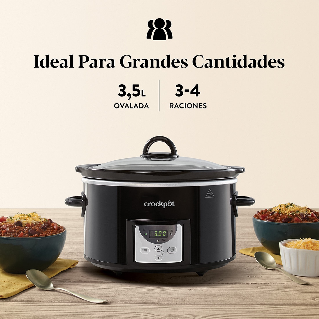 Olla eléctica de cocción lenta CrockPot 3,5 L - Negro Negro-6