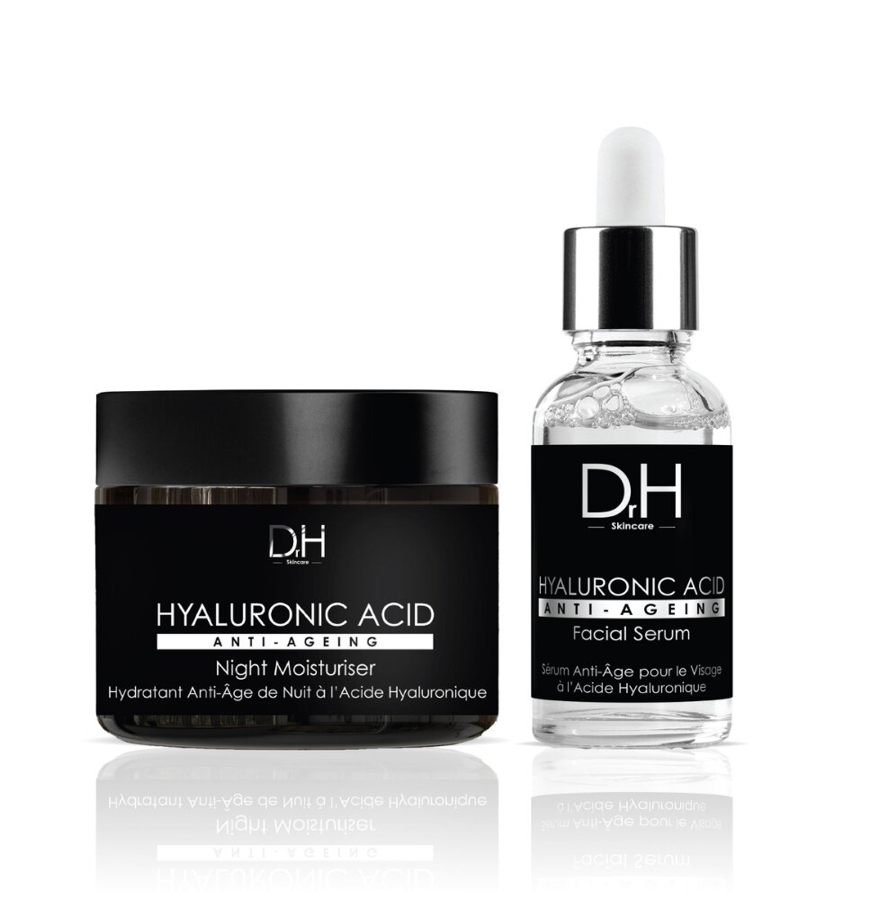 Imagen 0 de Pack de sérum facial antiedad y crema hidratante de noche con ácido hialurónico Dr H 700