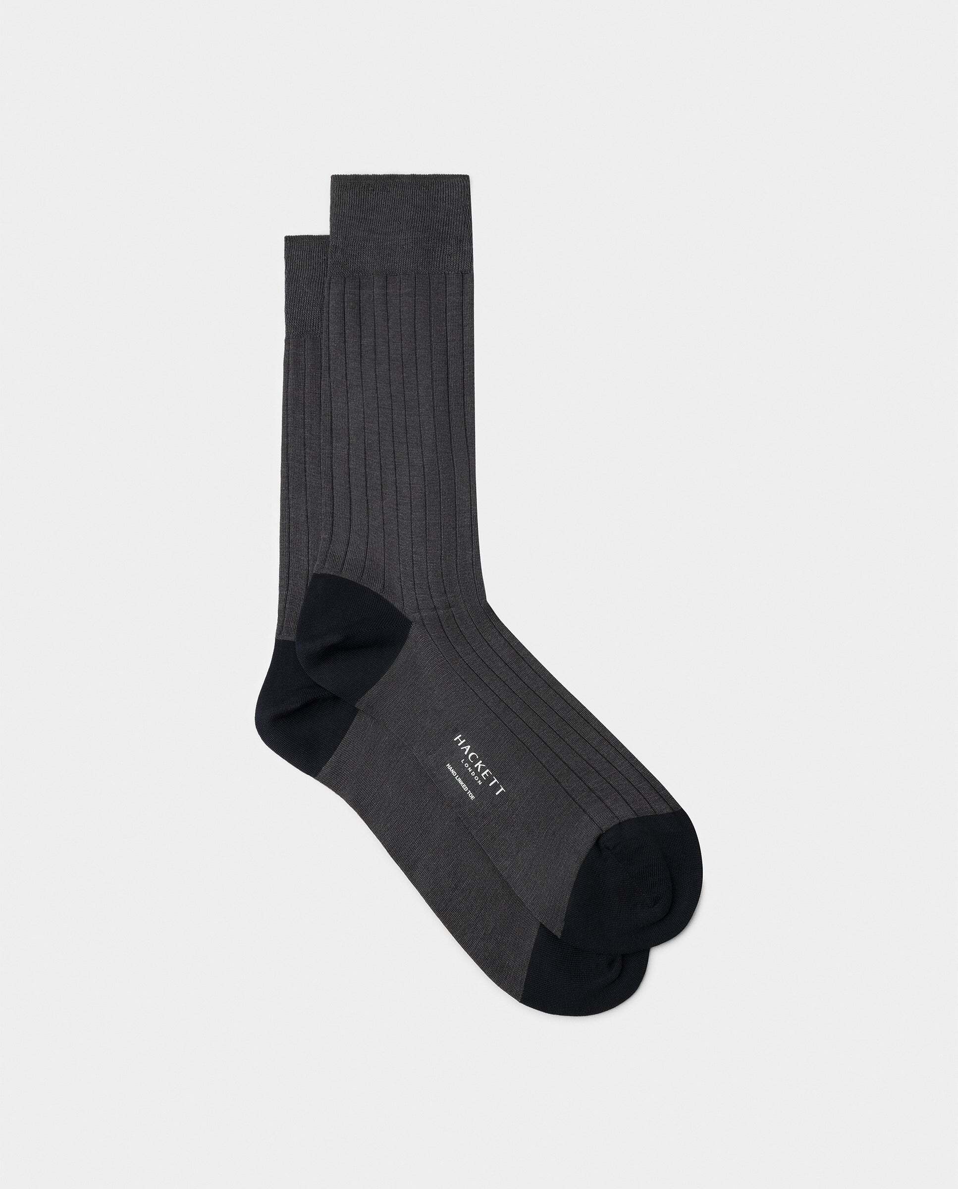 Calcetines cortos de algodón mercerizado - Hackett - Gris oscuro Gris oscuro-1