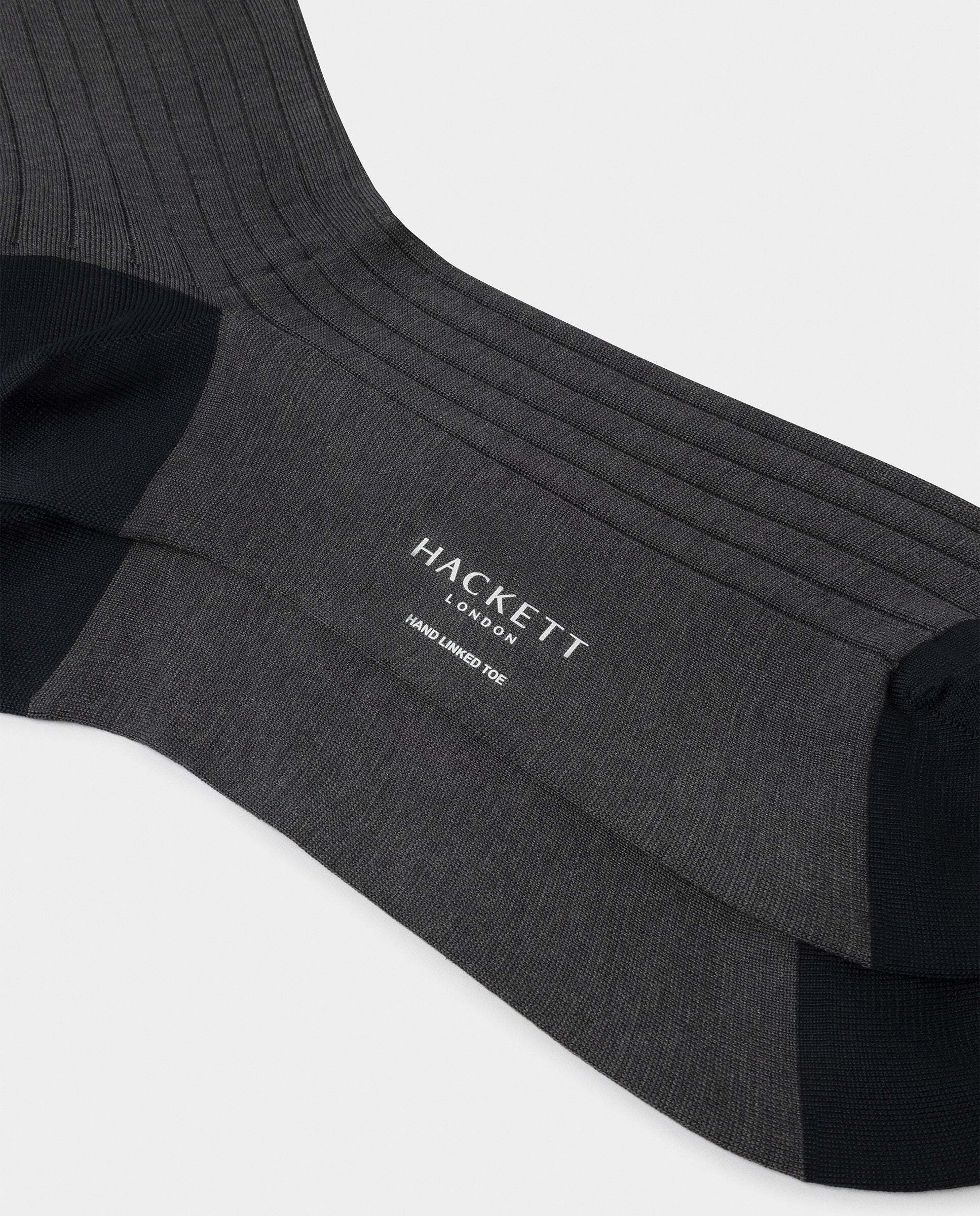Calcetines cortos de algodón mercerizado - Hackett - Gris oscuro Gris oscuro-2