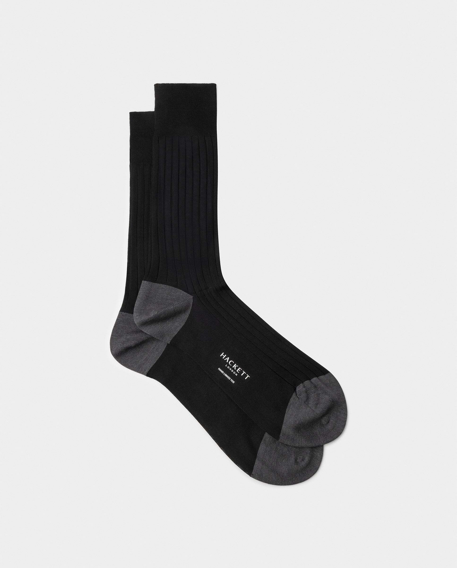 Calcetines cortos de algodón mercerizado - Hackett - Negro Negro-1