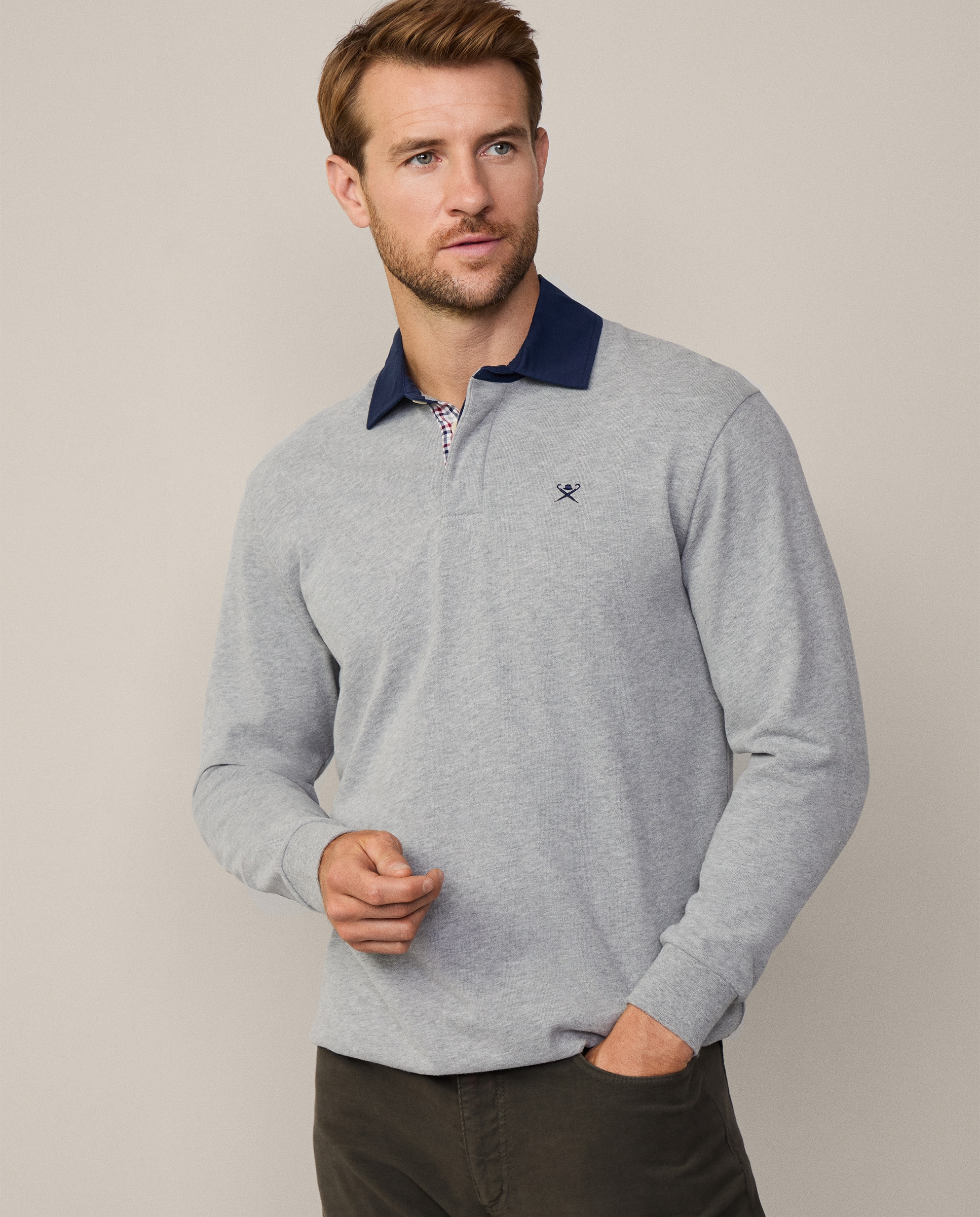 Polo rugby de hombre manga larga slim fit