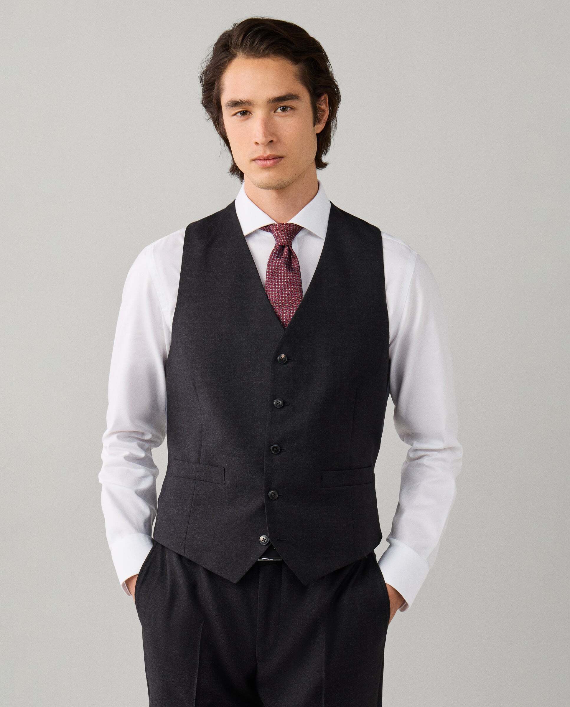 Chaleco de lana - Hackett - tejido en inglaterra - Gris Gris-6