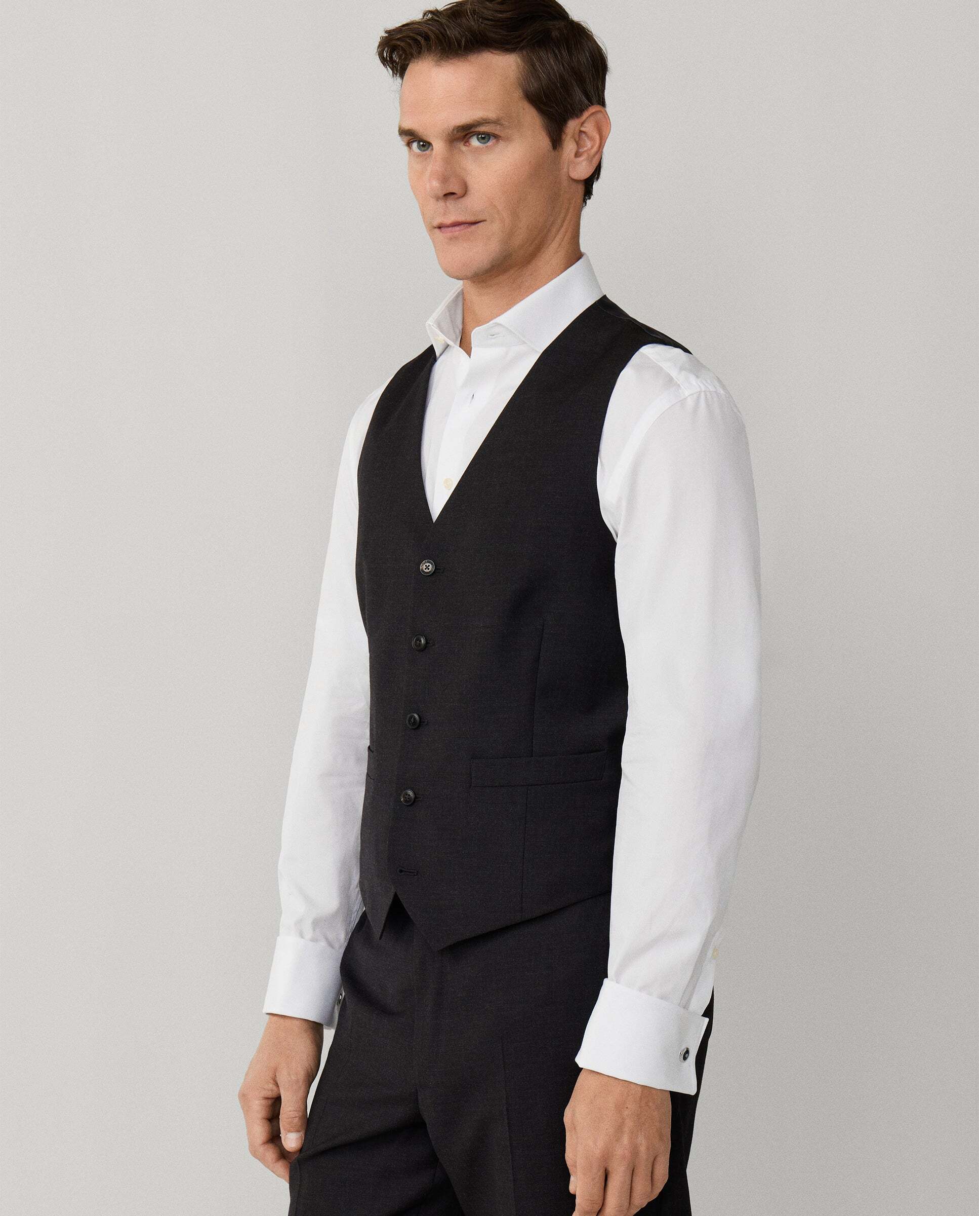 Chaleco de lana - Hackett - tejido en inglaterra - Gris Gris-7