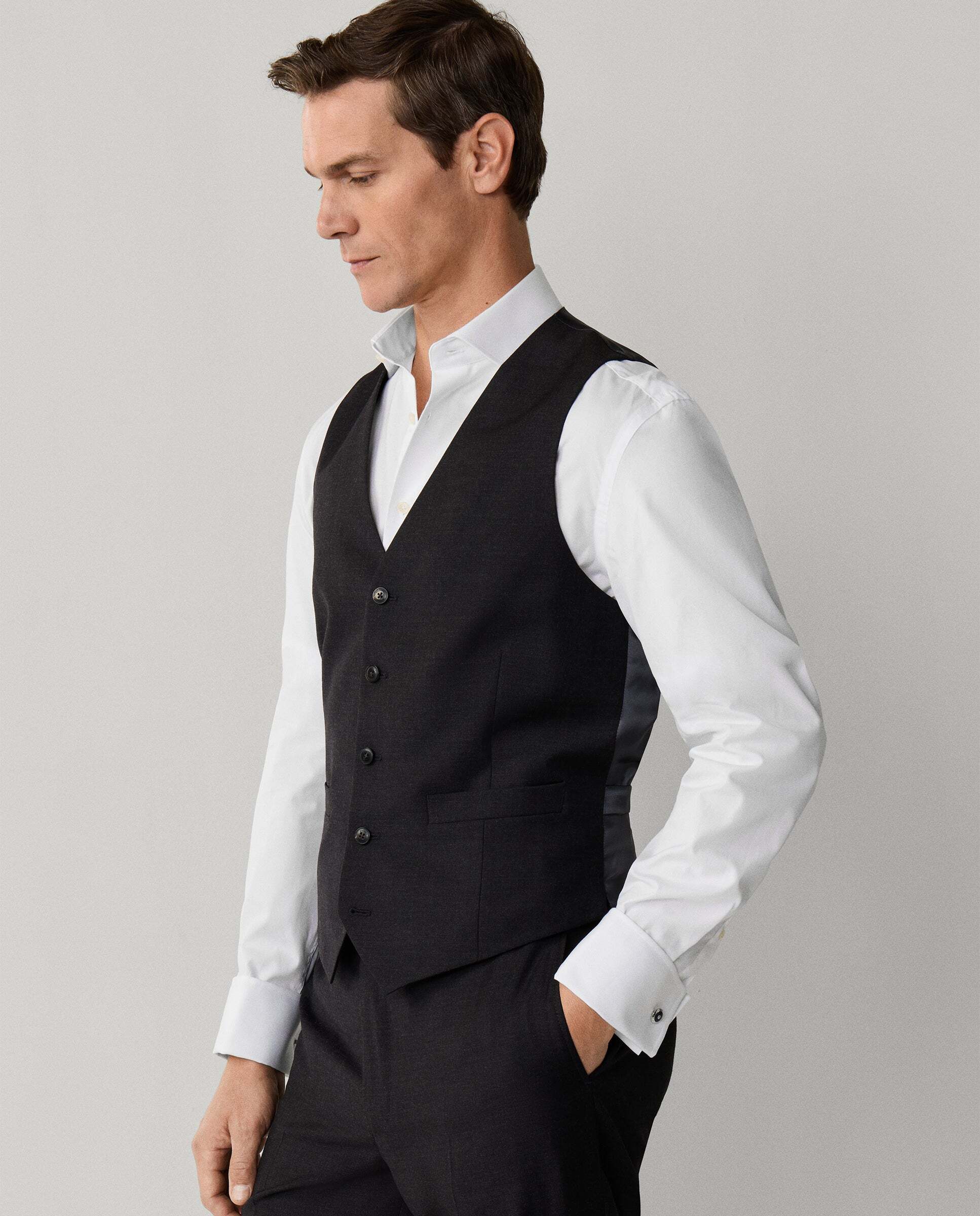 Chaleco de lana - Hackett - tejido en inglaterra - Gris Gris-8
