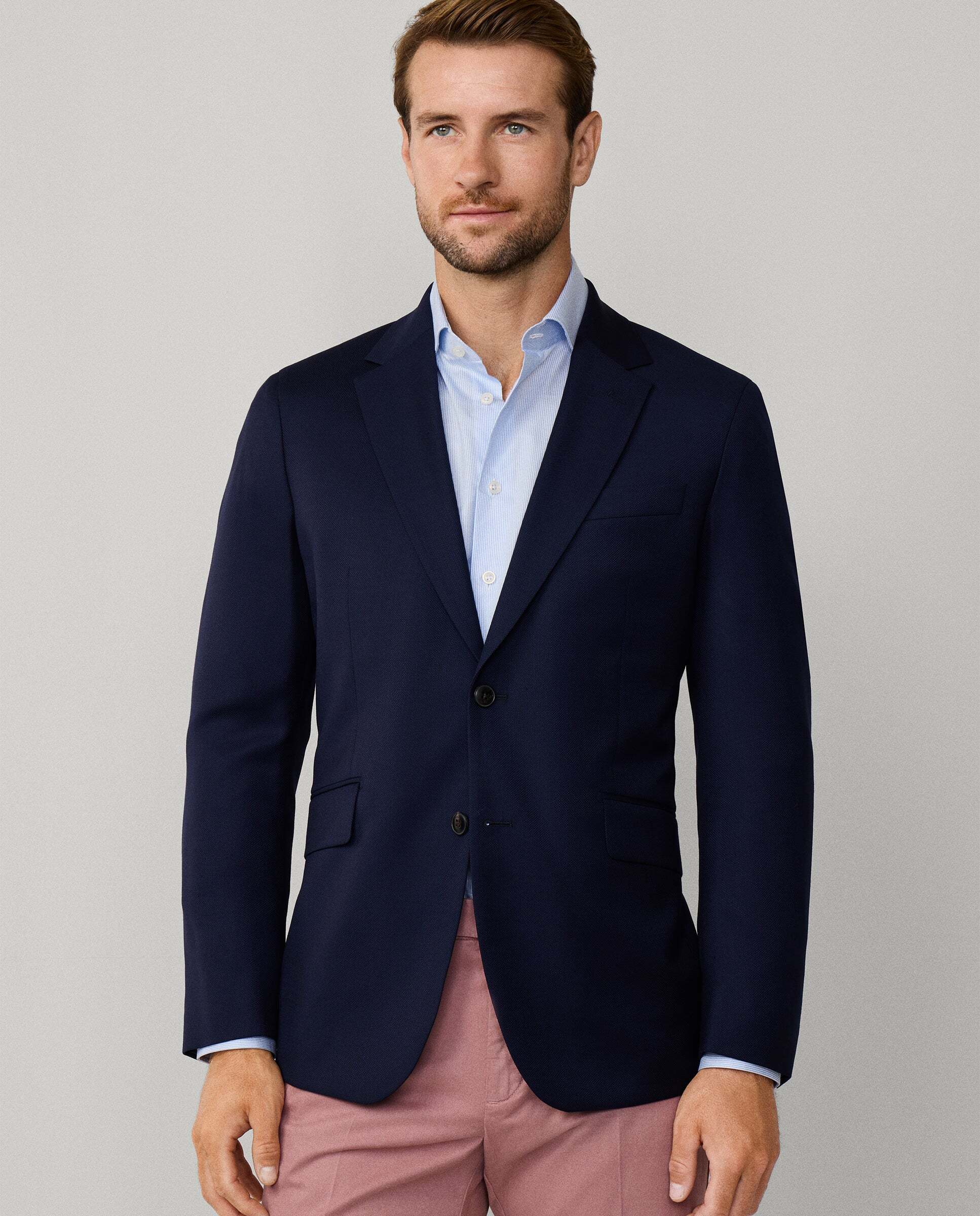Hackett - Americana de hombre hopsack de lana 130s.