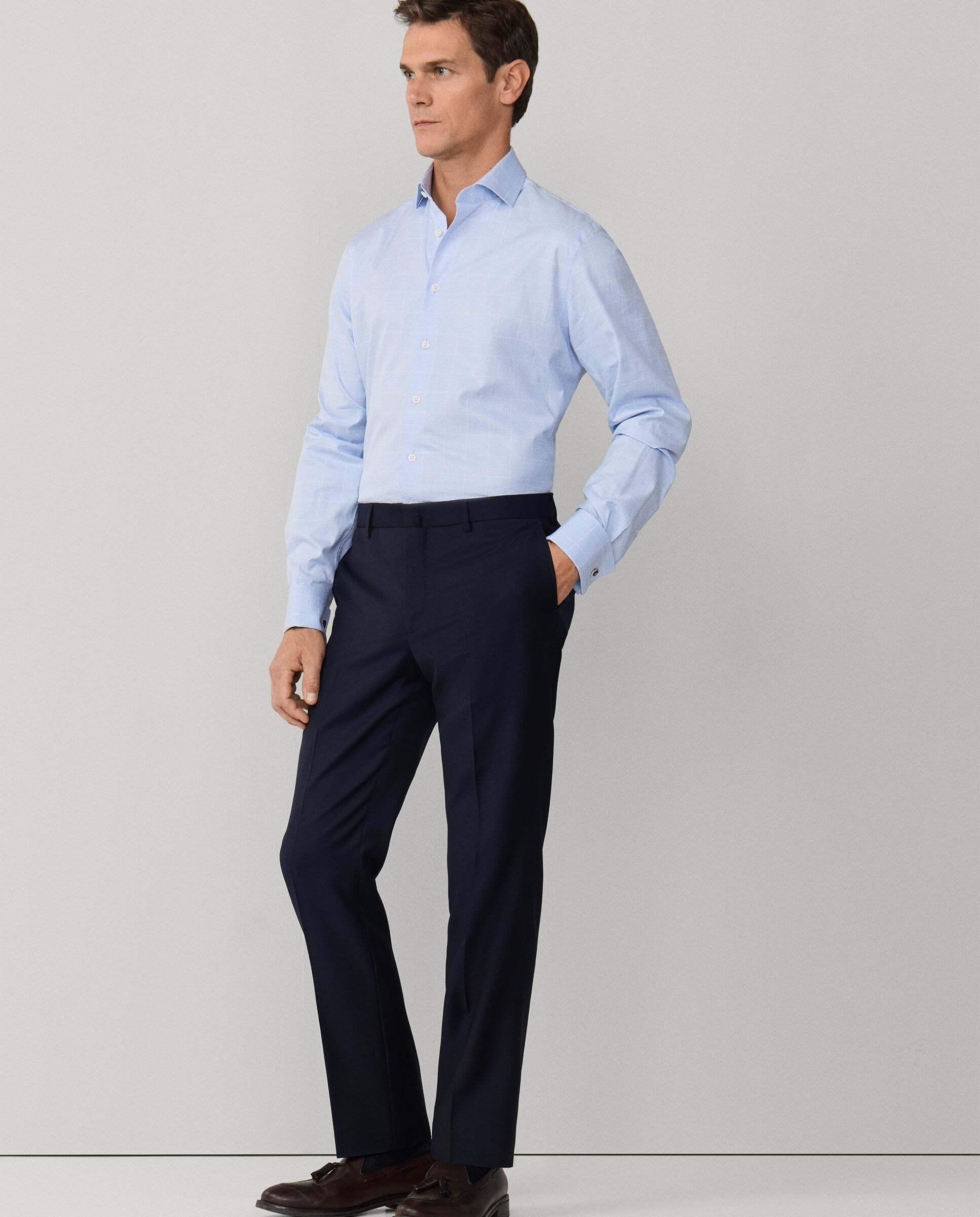 Pantalón de traje de lana - Hackett - tejido en inglaterra - Azul Azul-6