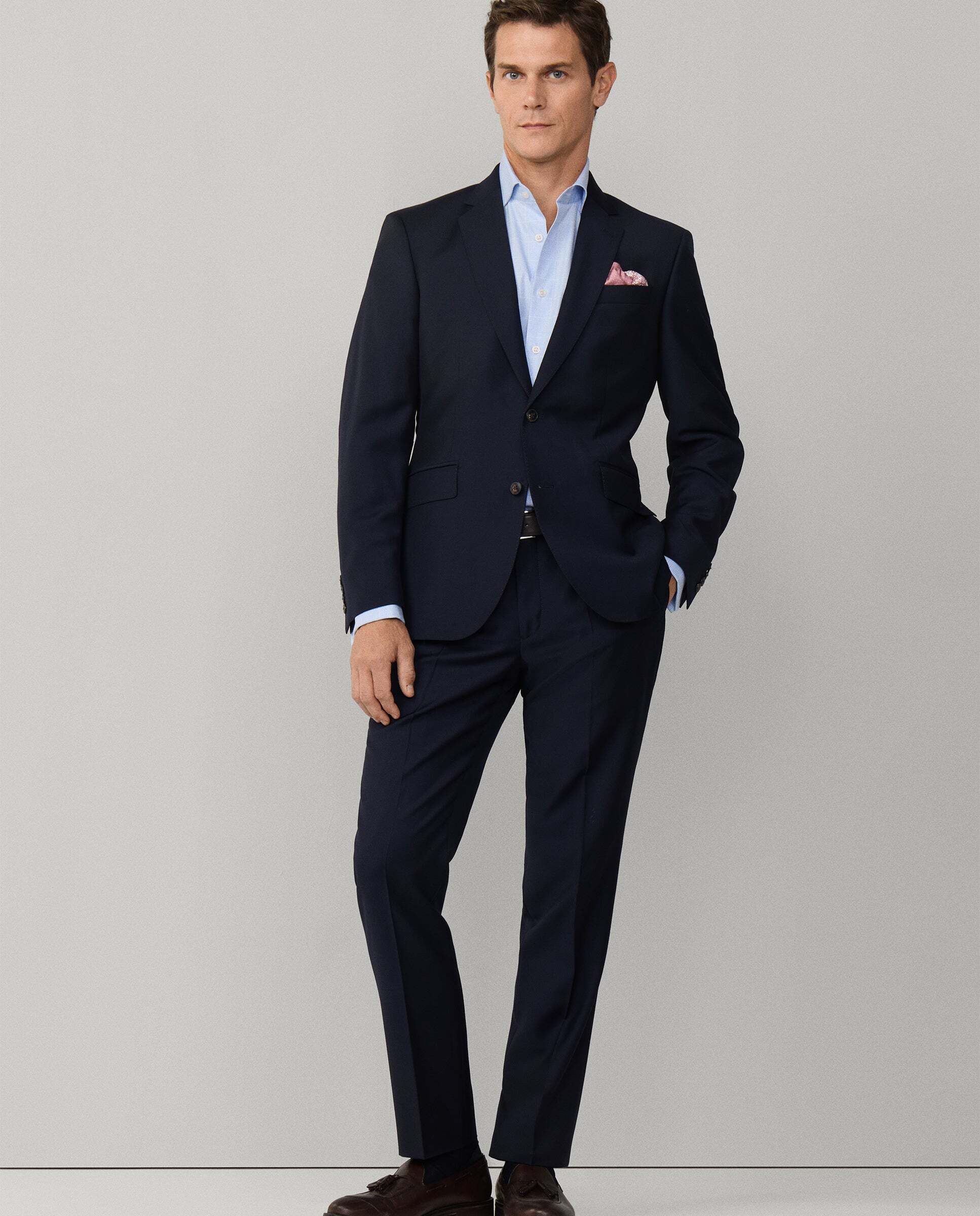 Pantalón de traje de lana - Hackett - tejido en inglaterra - Azul Azul-7