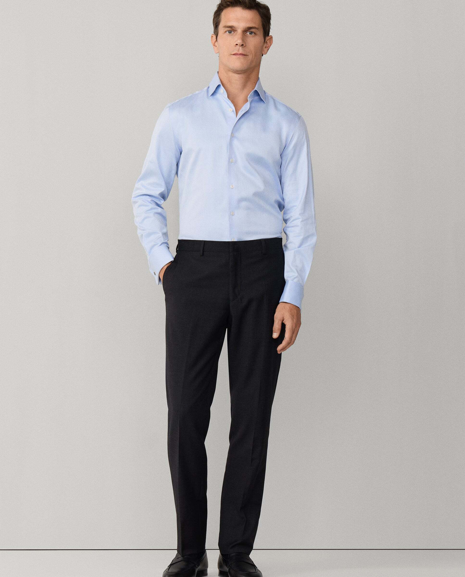 Pantalón de traje de lana - Hackett - tejido en inglaterra - Gris Gris-2