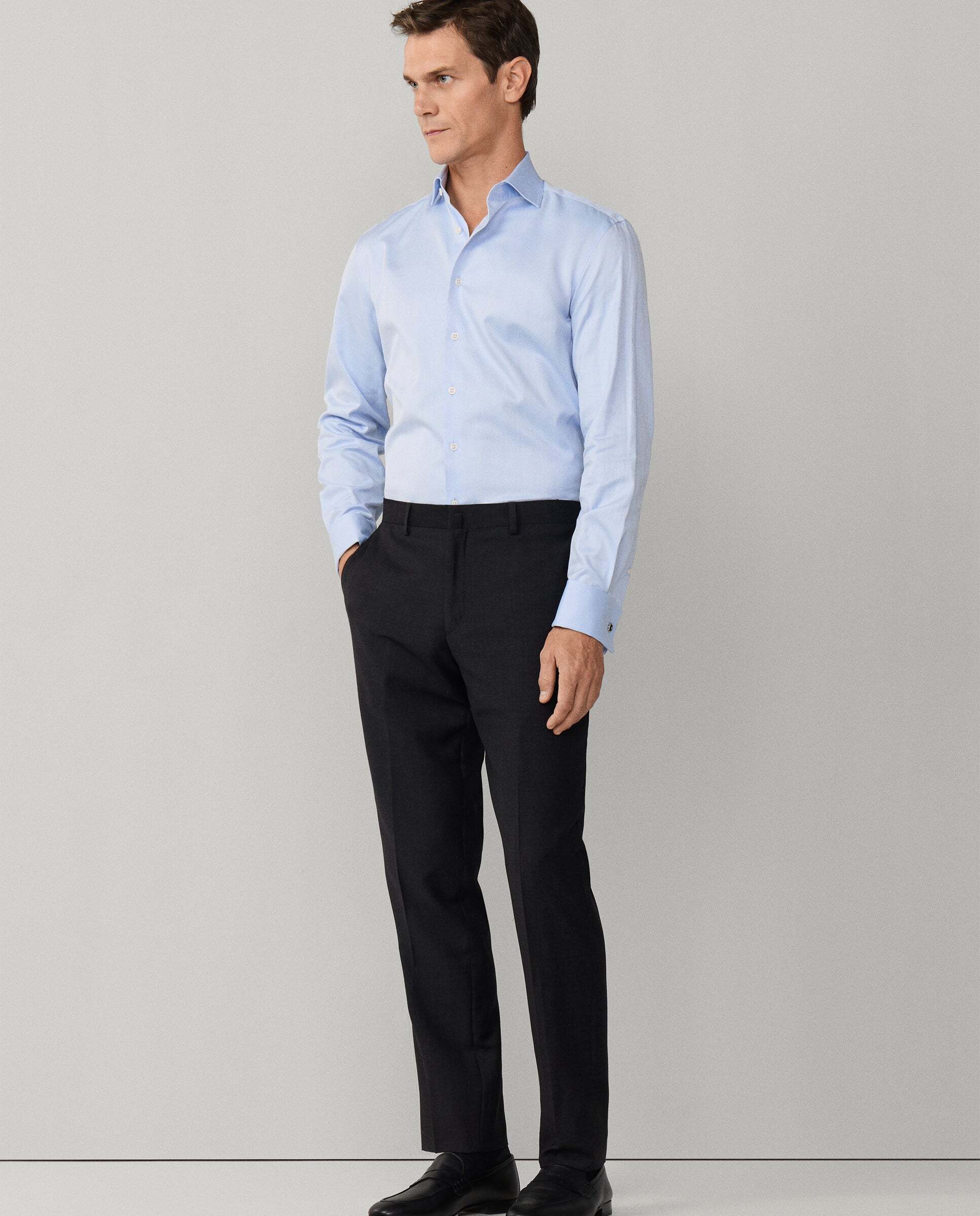 Pantalón de traje de lana - Hackett - tejido en inglaterra - Gris Gris-6