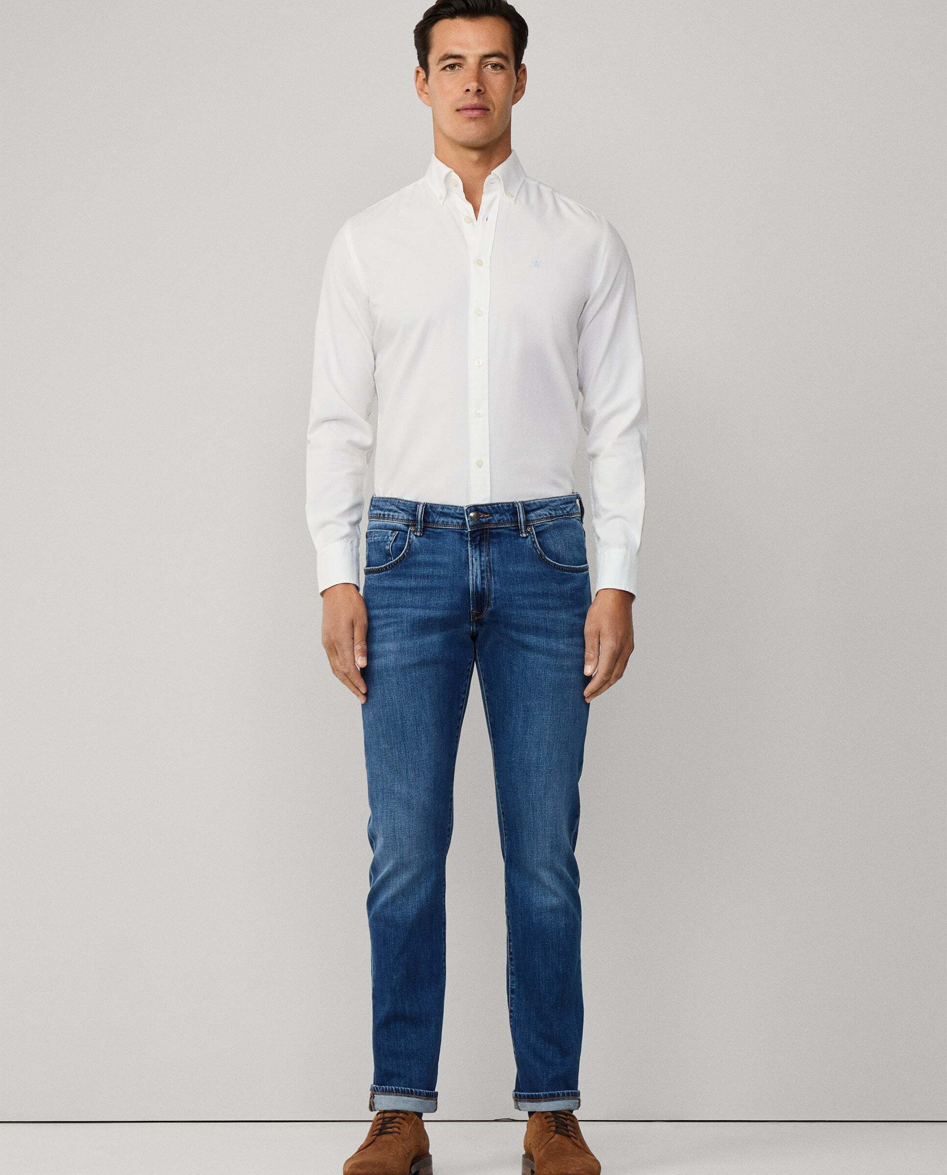 Hackett - Vaqueros de hombre elásticos lavado vintage fit slim.