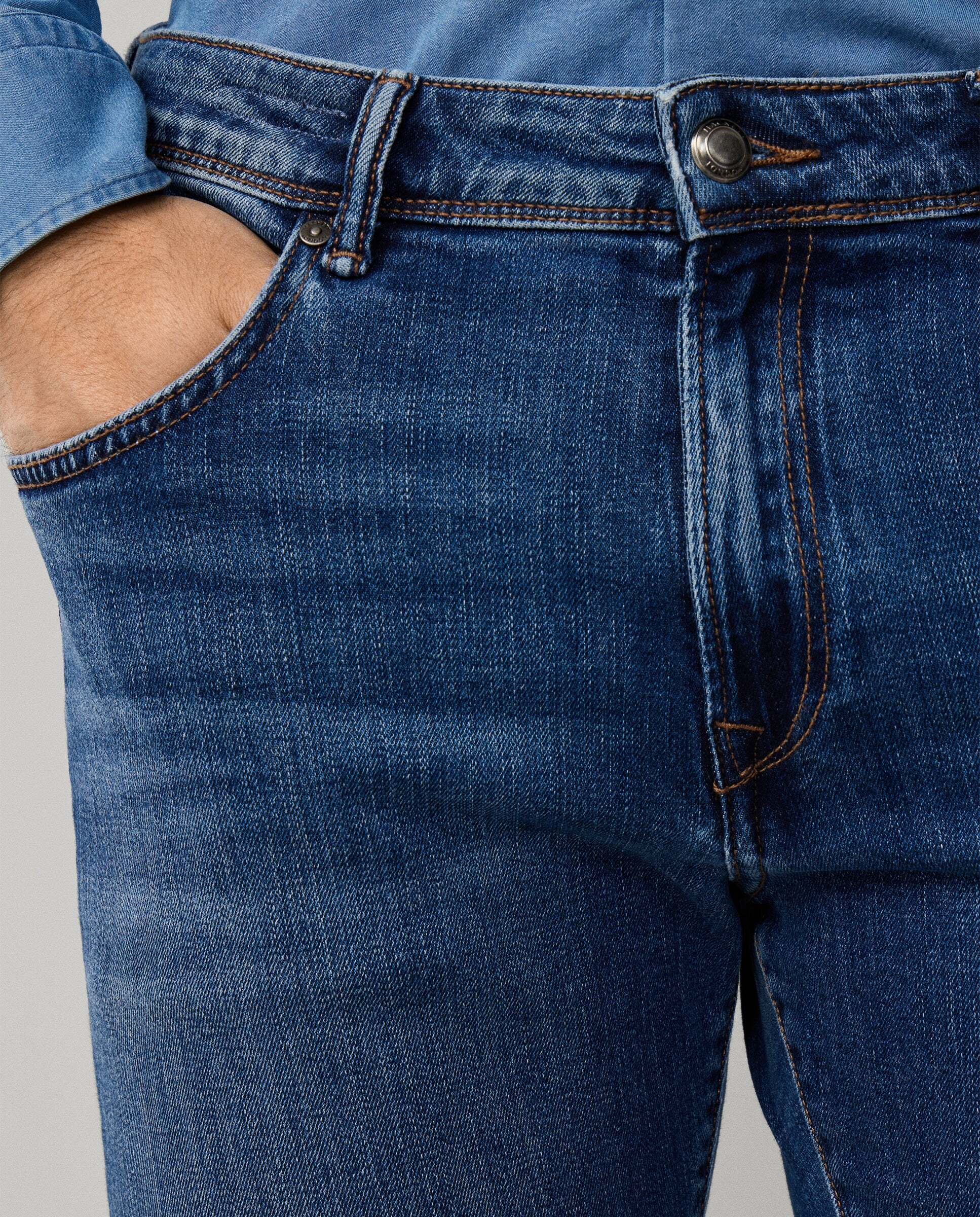 Vaqueros de hombre elásticos lavado vintage fit slim - Hackett - Azul Azul-4