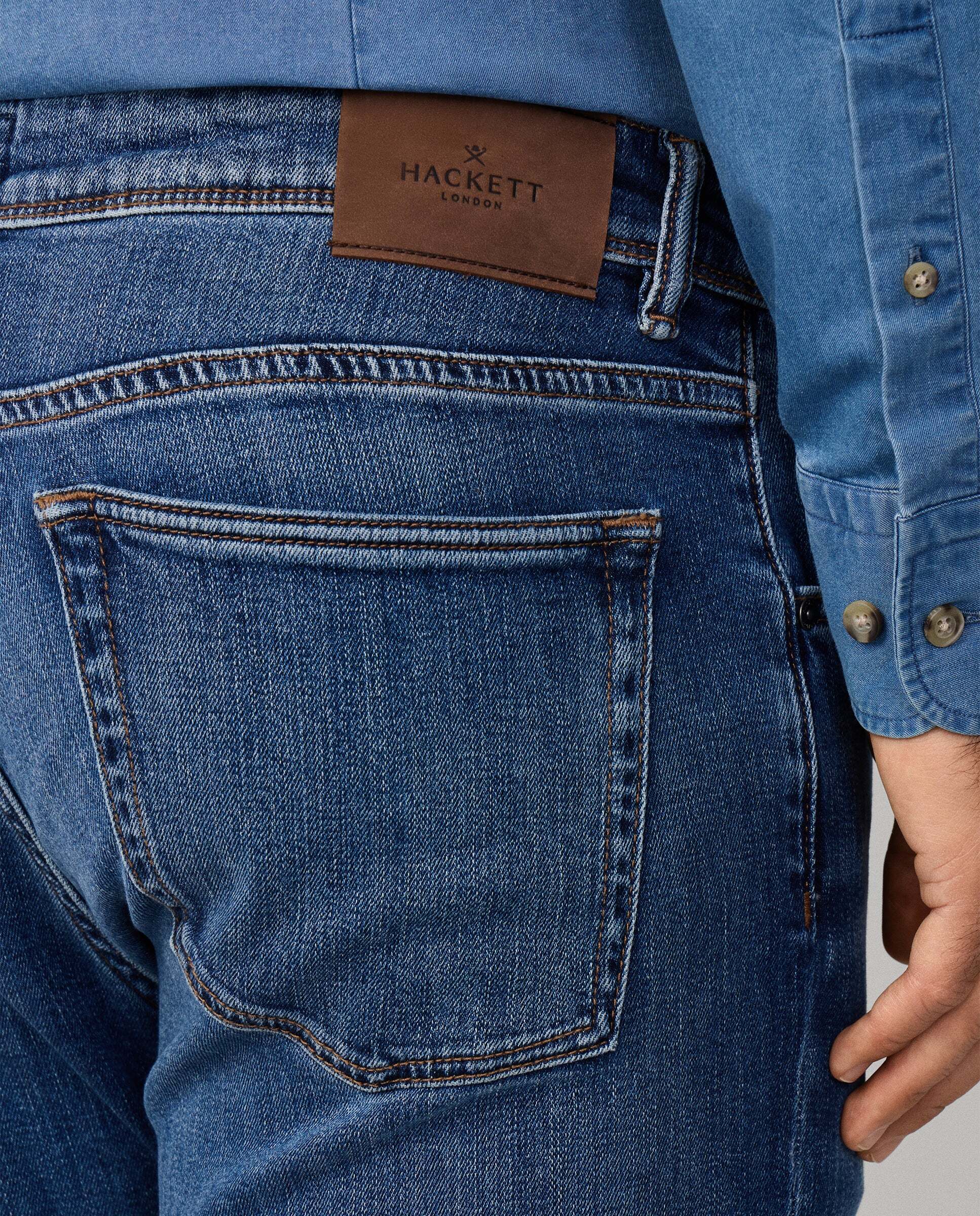Vaqueros de hombre elásticos lavado vintage fit slim - Hackett - Azul Azul-5