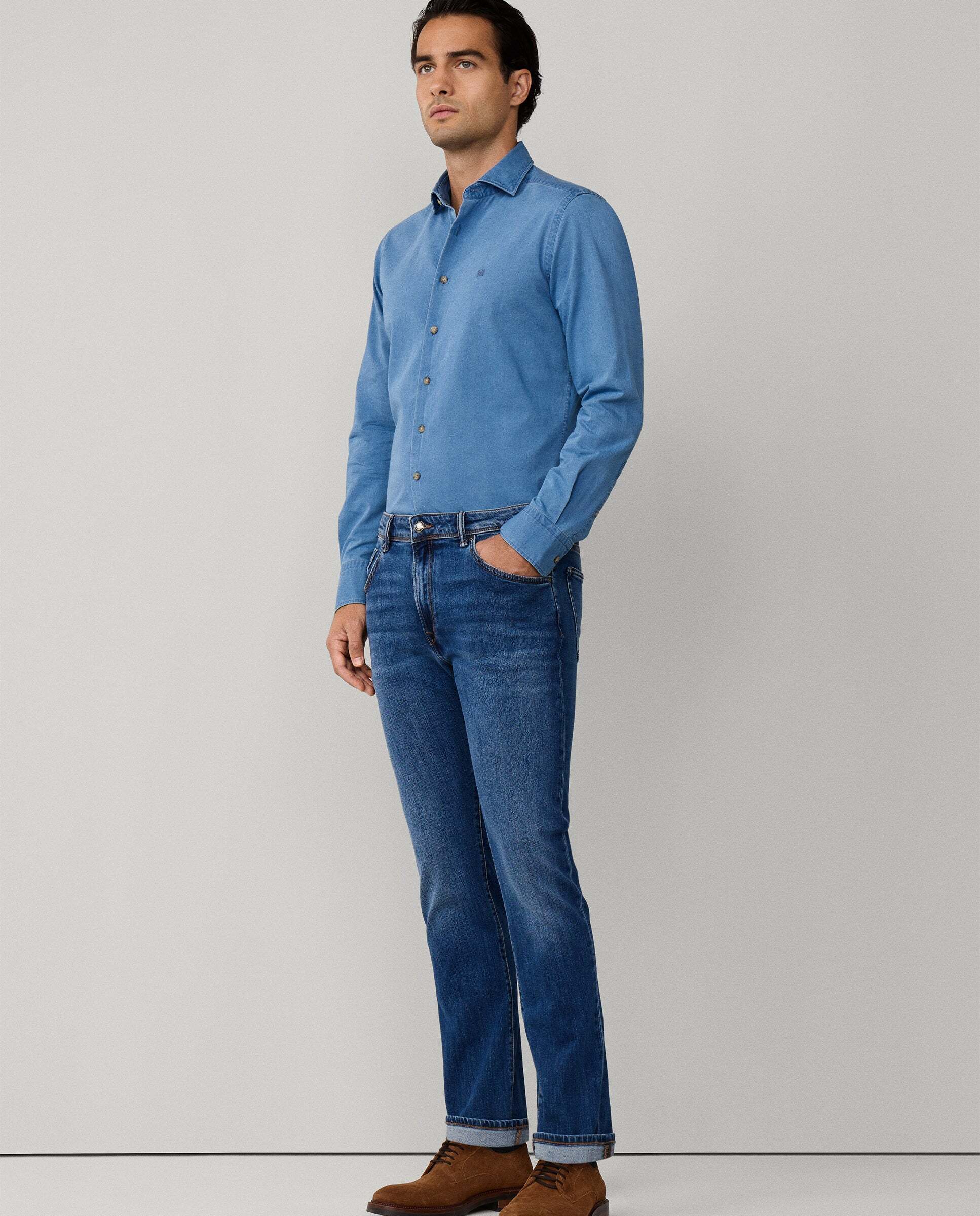 Vaqueros de hombre elásticos lavado vintage fit slim - Hackett - Azul Azul-6
