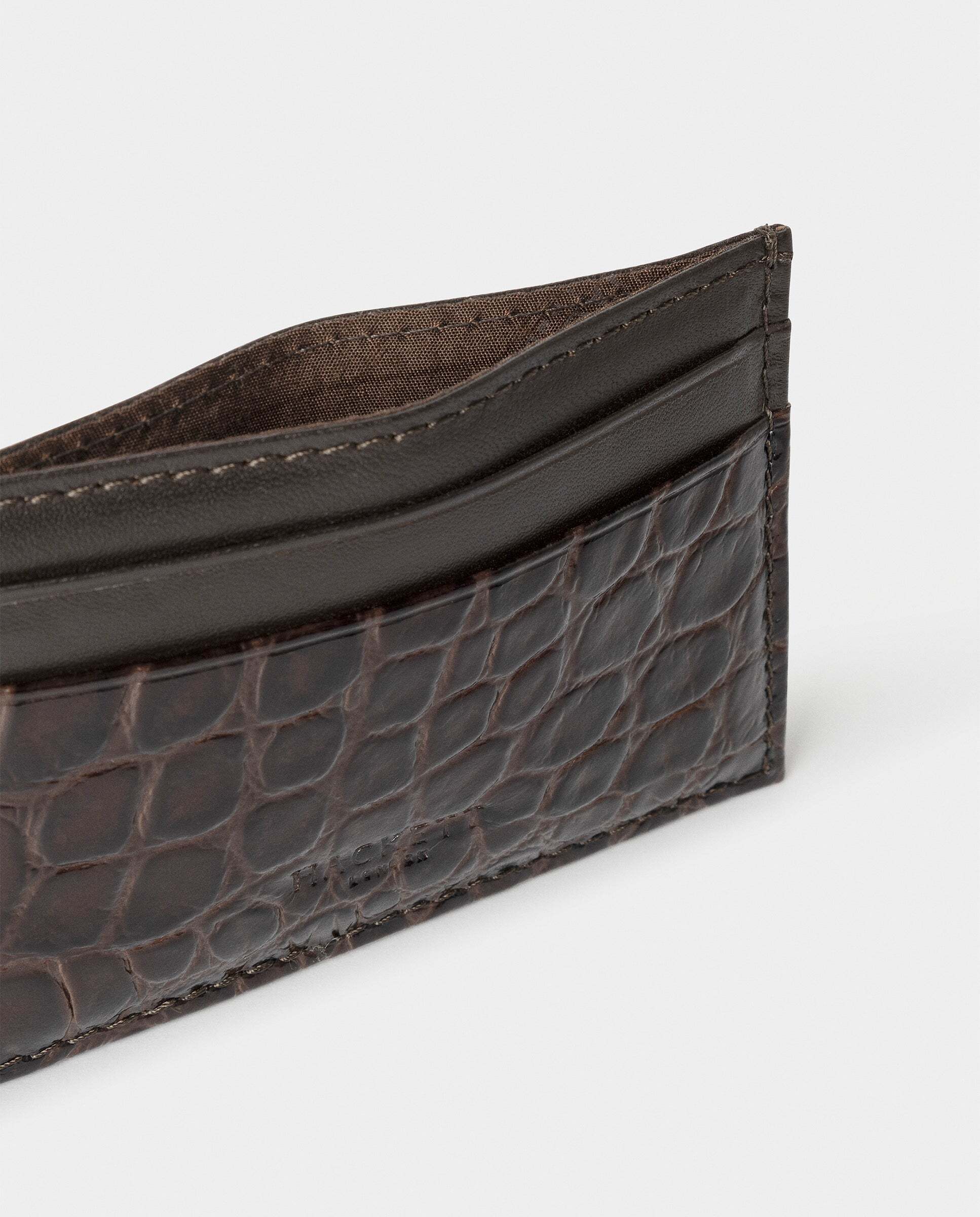 Portadocumentos de piel estampado cocodrilo - Hackett - Marrón Marrón-2