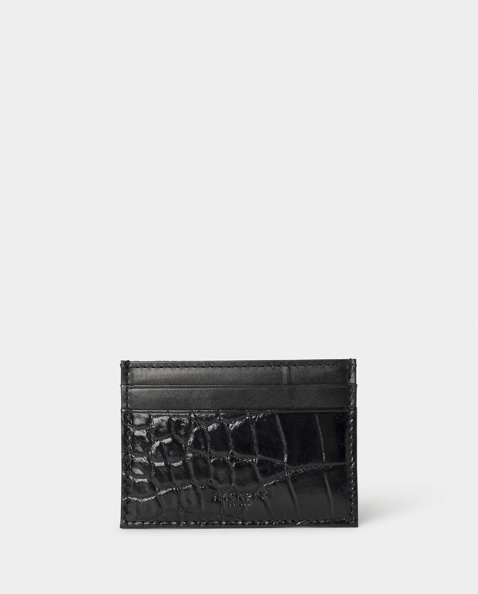 Imagen 0 de Portadocumentos de piel estampado cocodrilo Negro