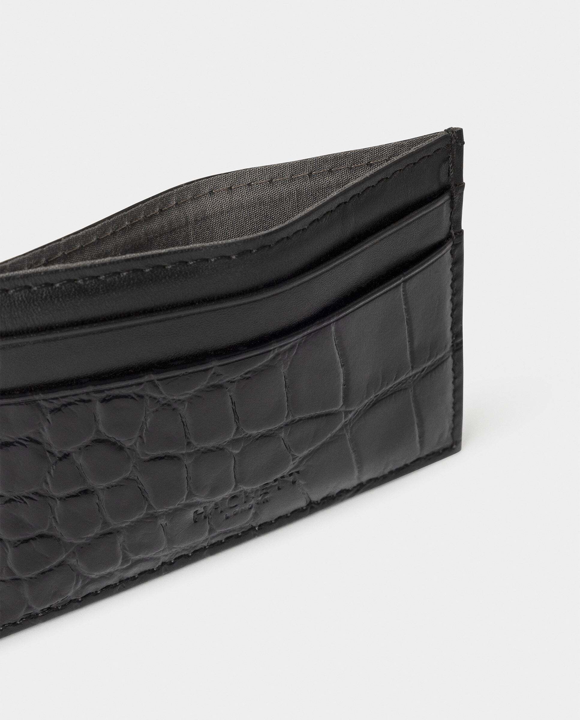 Portadocumentos de piel estampado cocodrilo - Hackett - Negro Negro-4