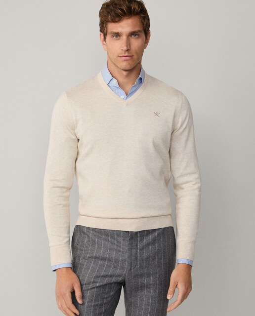 Imagen 0 de Jersey de hombre cuello pico con logo bordado