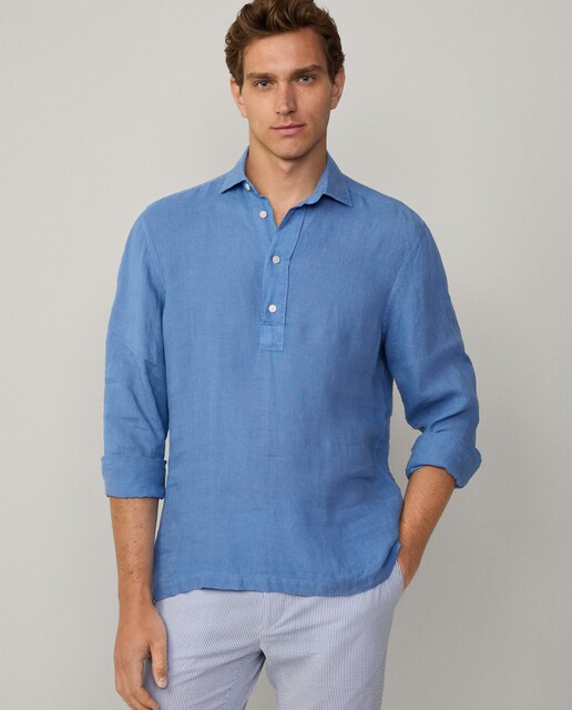 Imagen 0 de Camisa de hombre en lino fit classic con media tapeta
