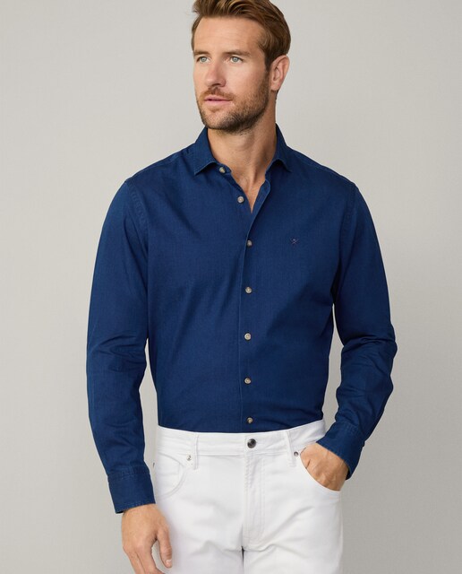 Imagen 0 de Camisa vaquera de hombre classic fit con lavado índigo