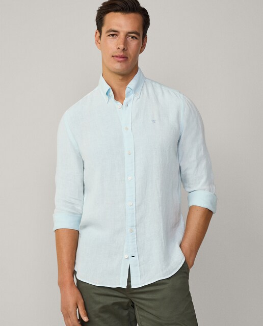 Imagen 0 de Camisa de lino de hombre tailored fit teñida en prenda