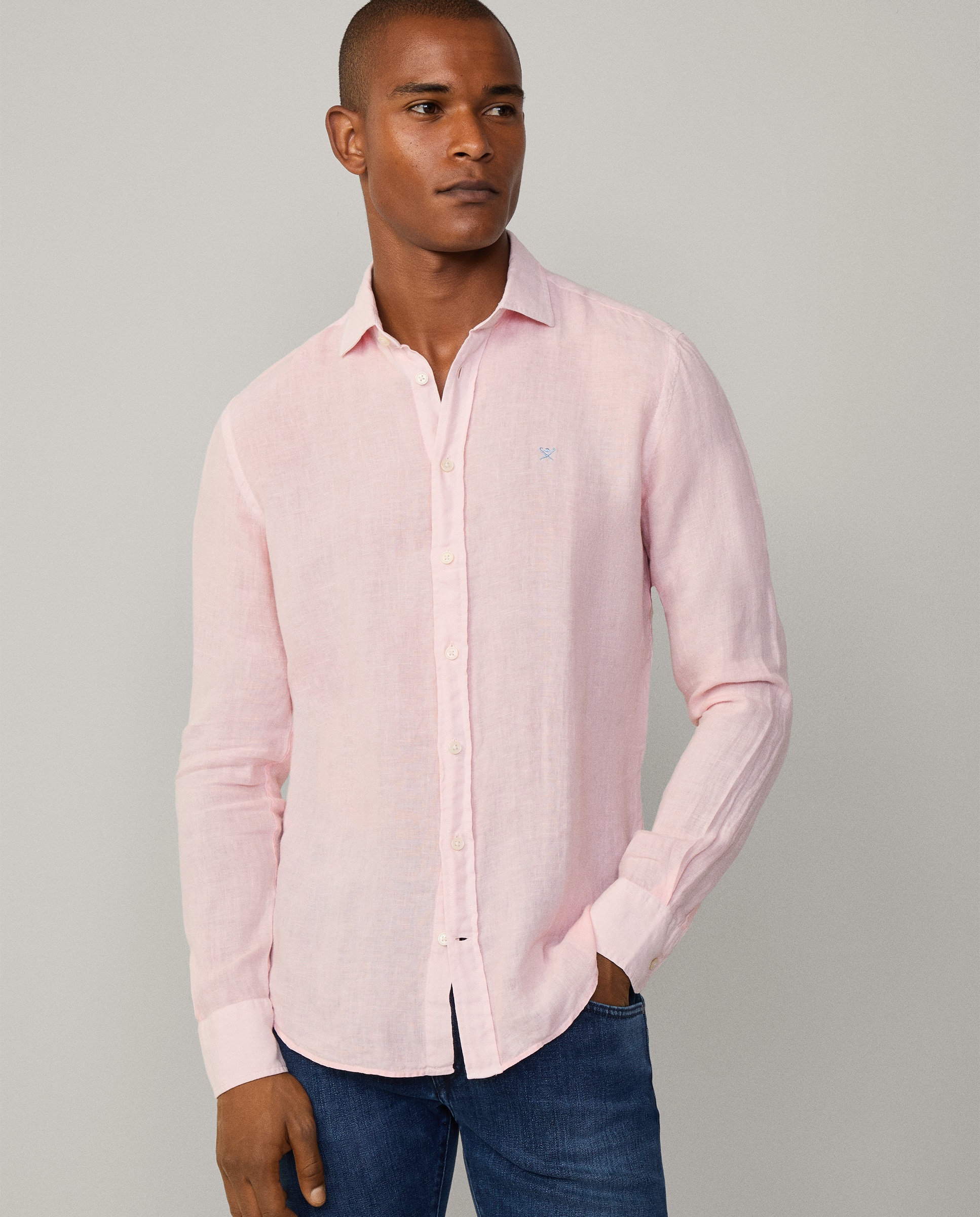 Camisa de lino de hombre tailored fit teñida en prenda